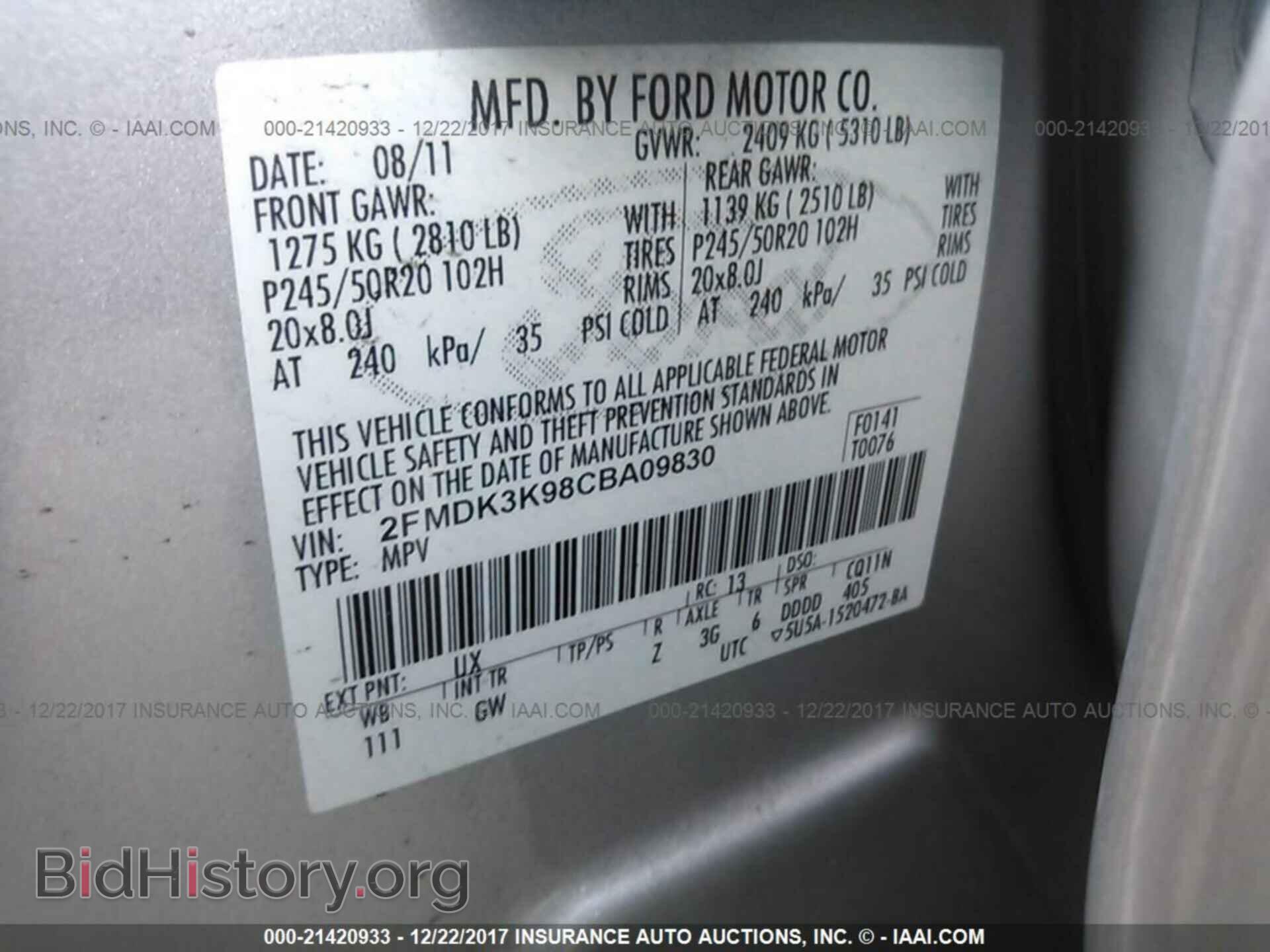 2012 Ford Edge - VIN: 2FMDK3K98CBA09830 - Photo 9