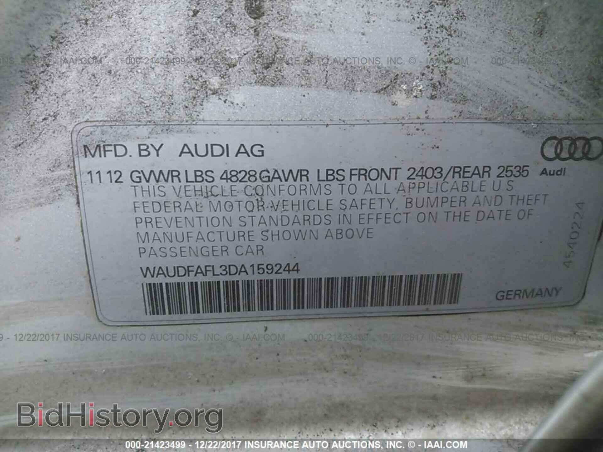 2013 Audi A4 - VIN: WAUDFAFL3DA159244 - Фото 9