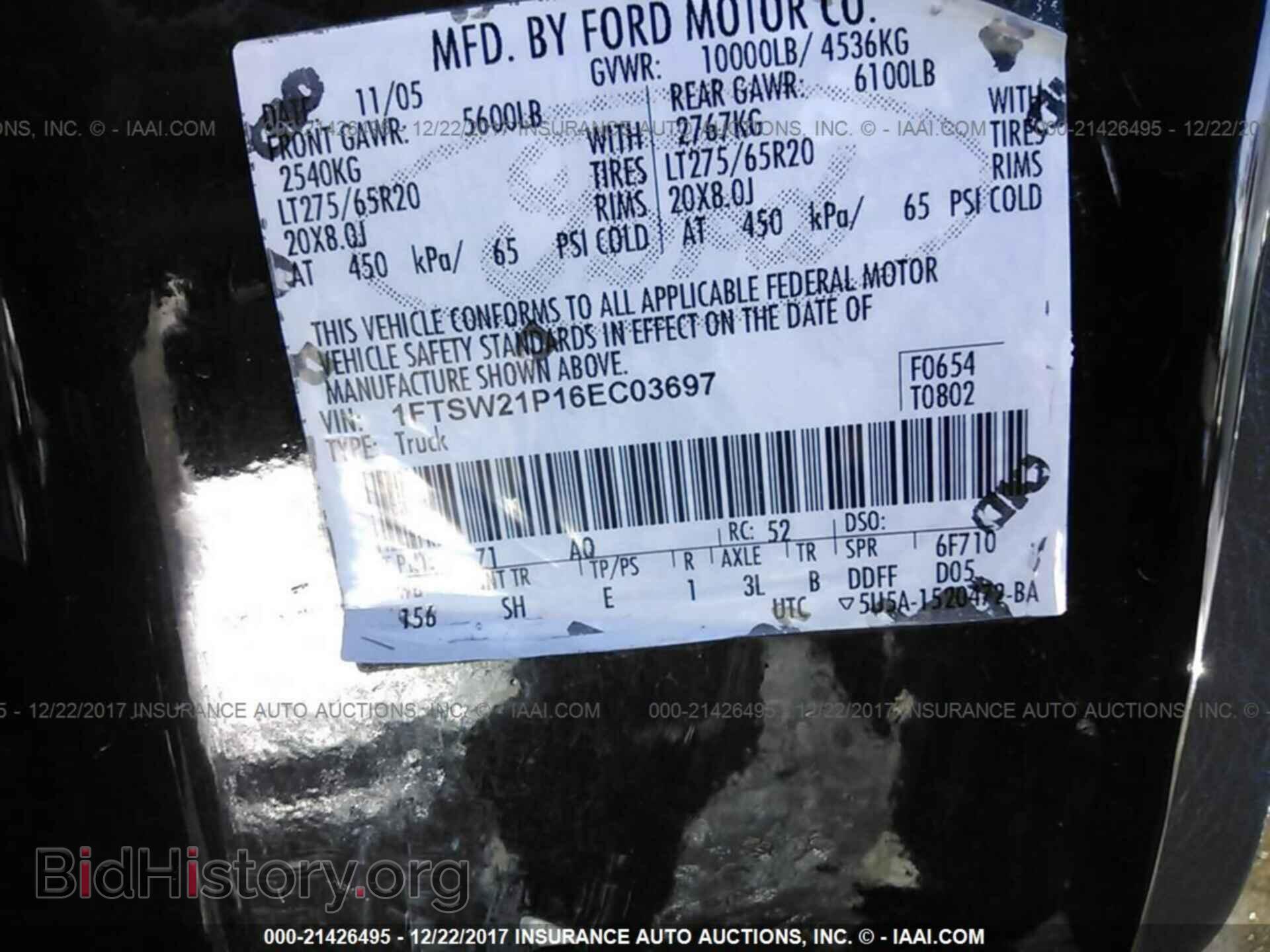 2006 FORD F250 - VIN: 1FTSW21P16EC03697 - Фото 9