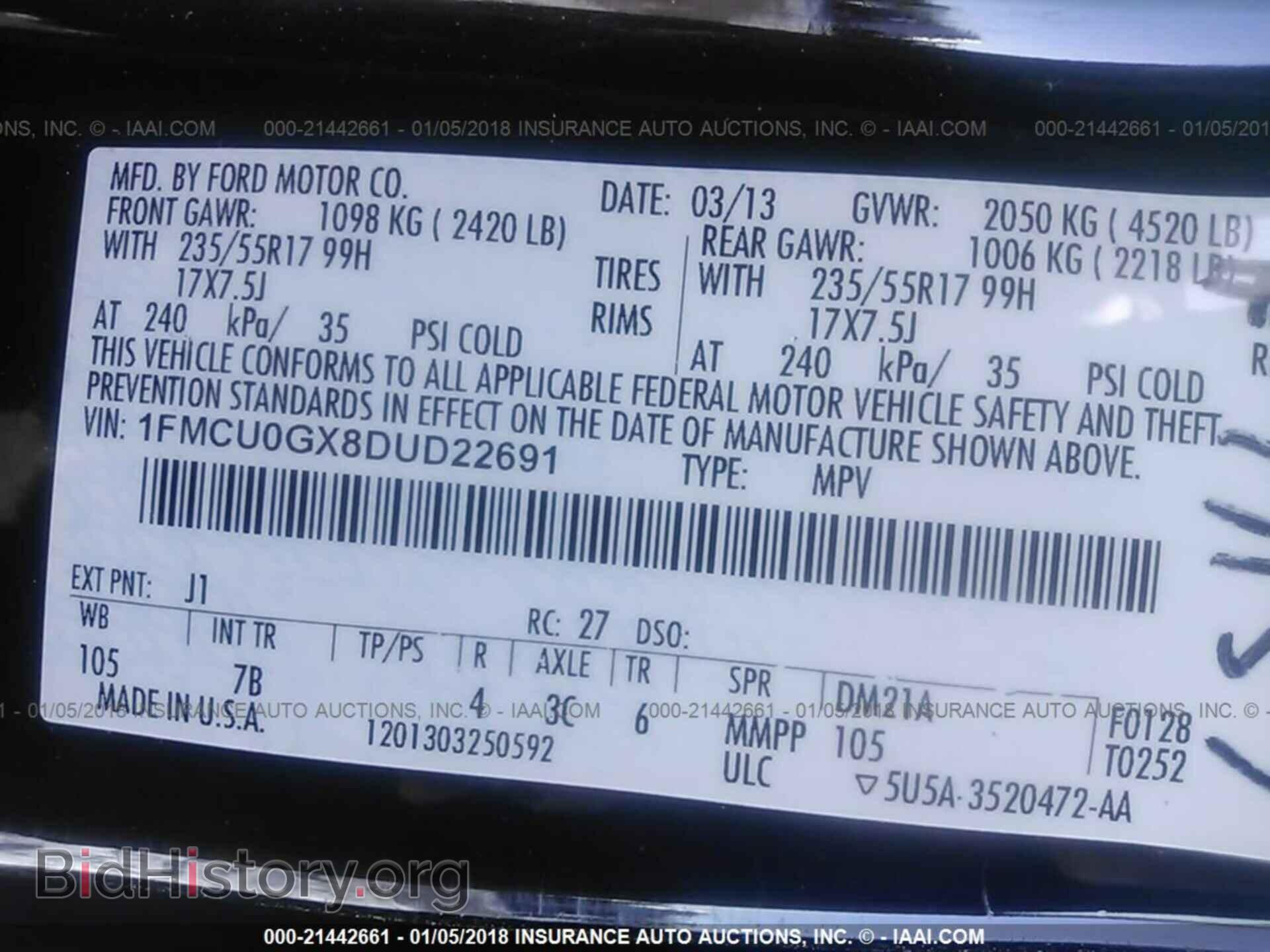 2013 Ford Escape - VIN: 1FMCU0GX8DUD22691 - Фото 9
