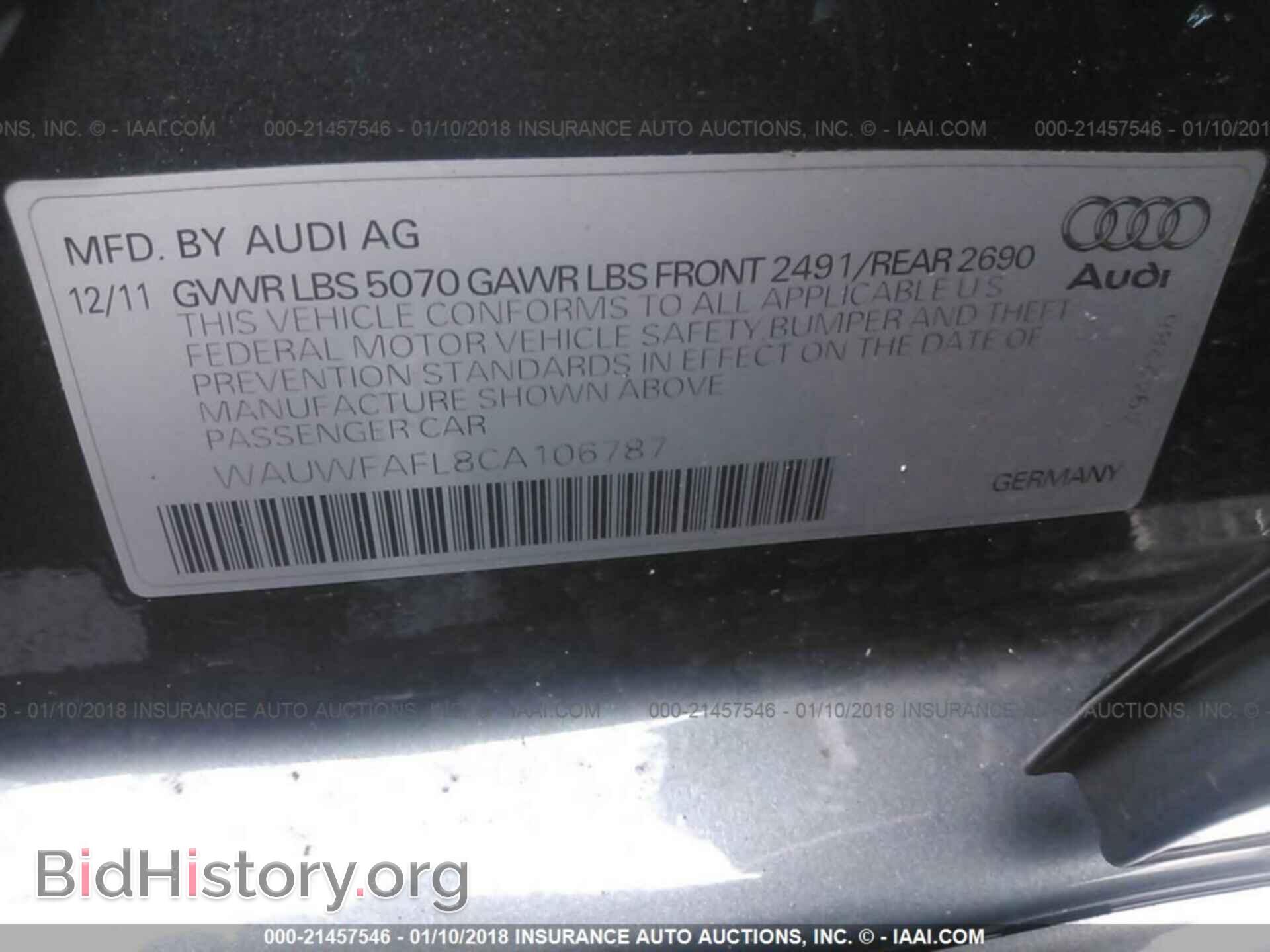 2012 Audi A4 - VIN: WAUWFAFL8CA106787 - Фото 9