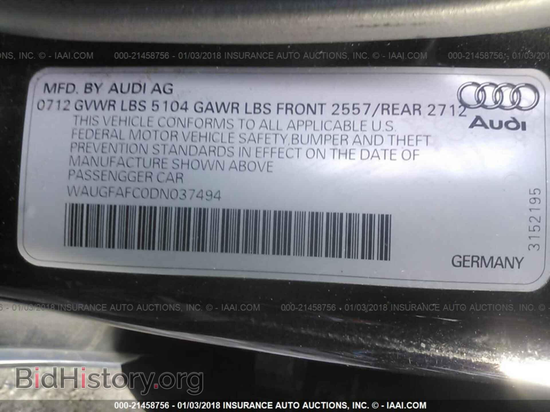2013 Audi A6 - VIN: WAUGFAFC0DN037494 - Фото 9