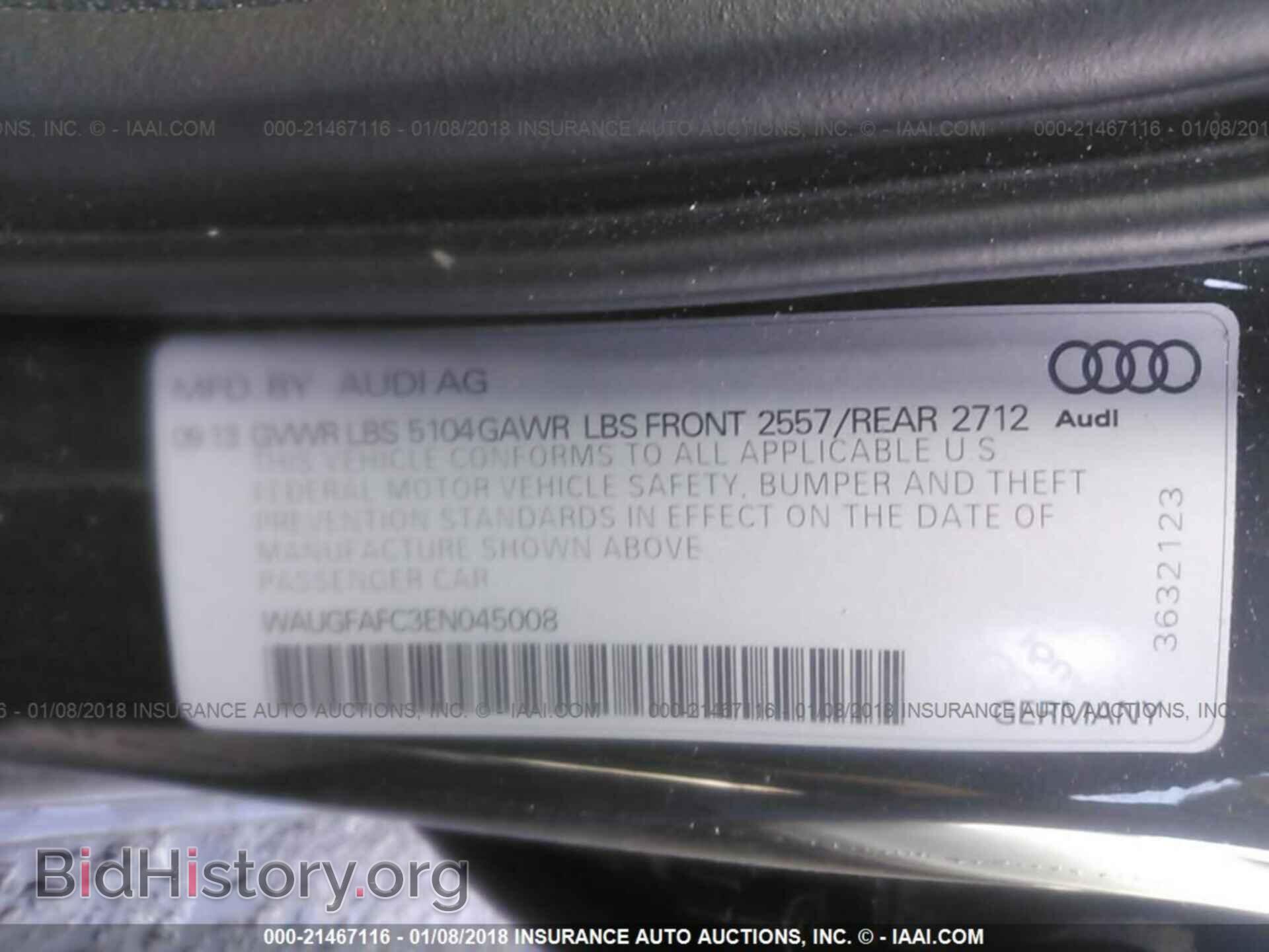 2014 Audi A6 - VIN: WAUGFAFC3EN045008 - Фото 9