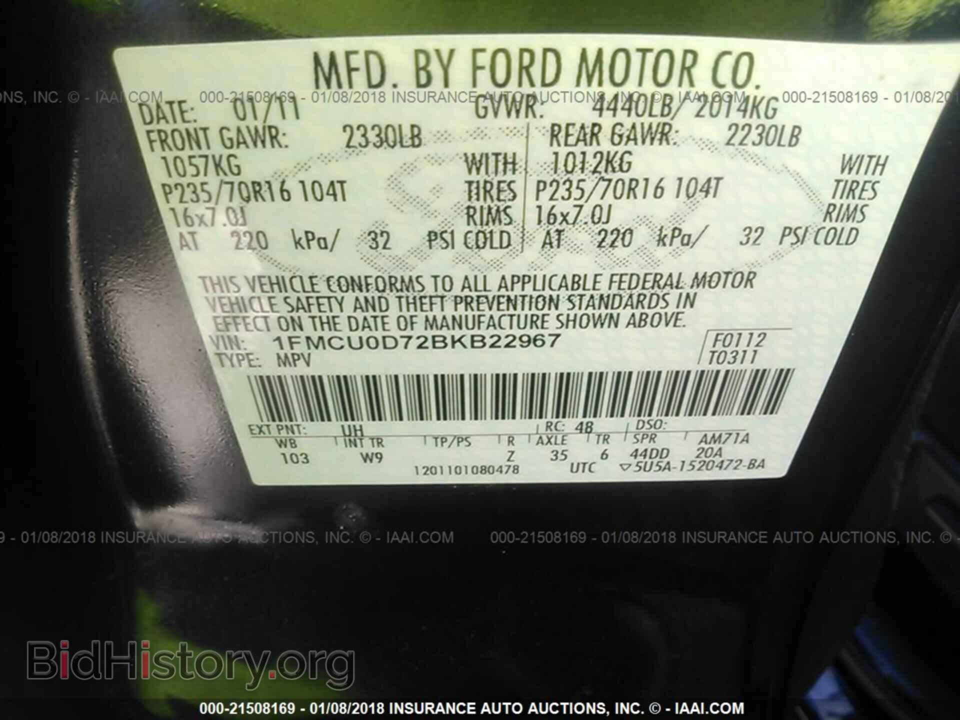 2011 Ford Escape - VIN: 1FMCU0D72BKB22967 - Photo 9