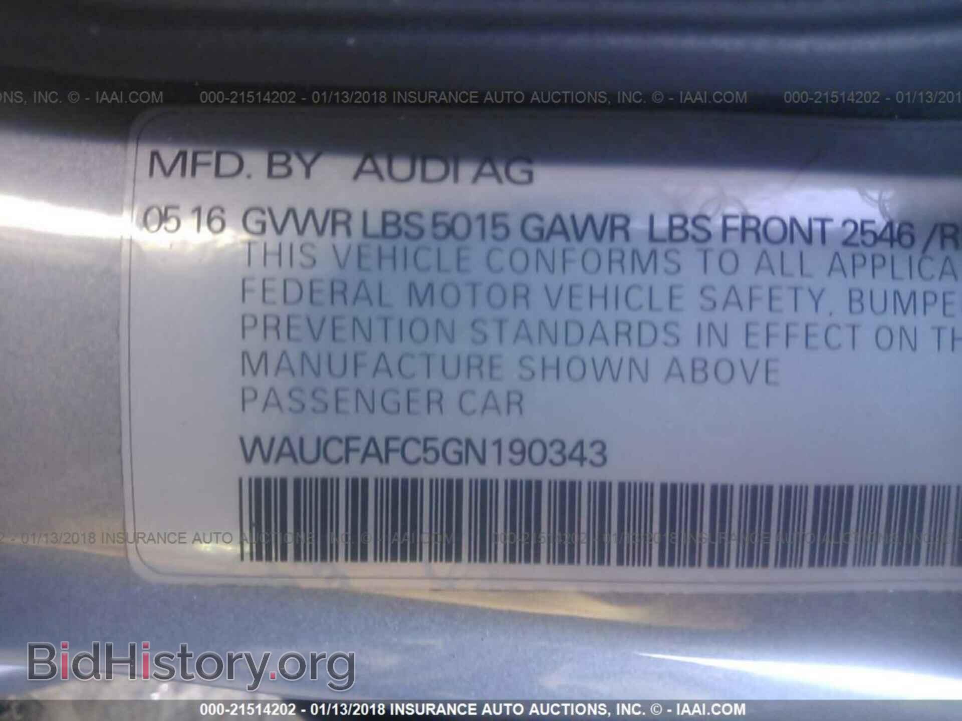 2016 Audi A6 - VIN: WAUCFAFC5GN190343 - Фото 9
