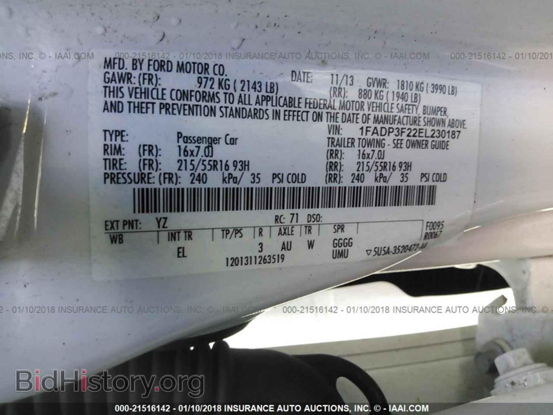 2014 FORD FOCUS - VIN: 1FADP3F22EL230187 - Фото 9