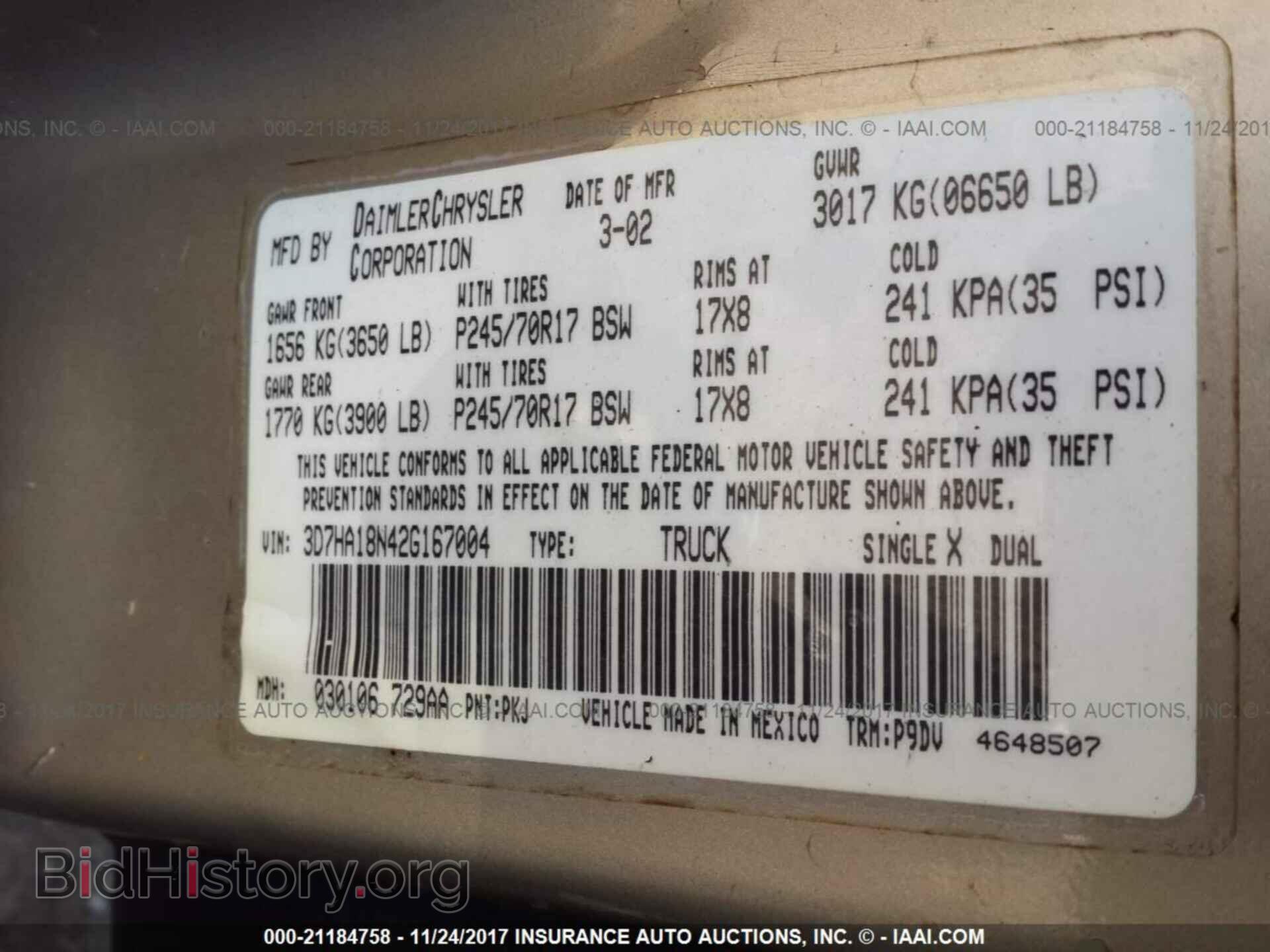 2002 DODGE RAM 1500 - VIN: 3D7HA18N42G167004 - Фото 9