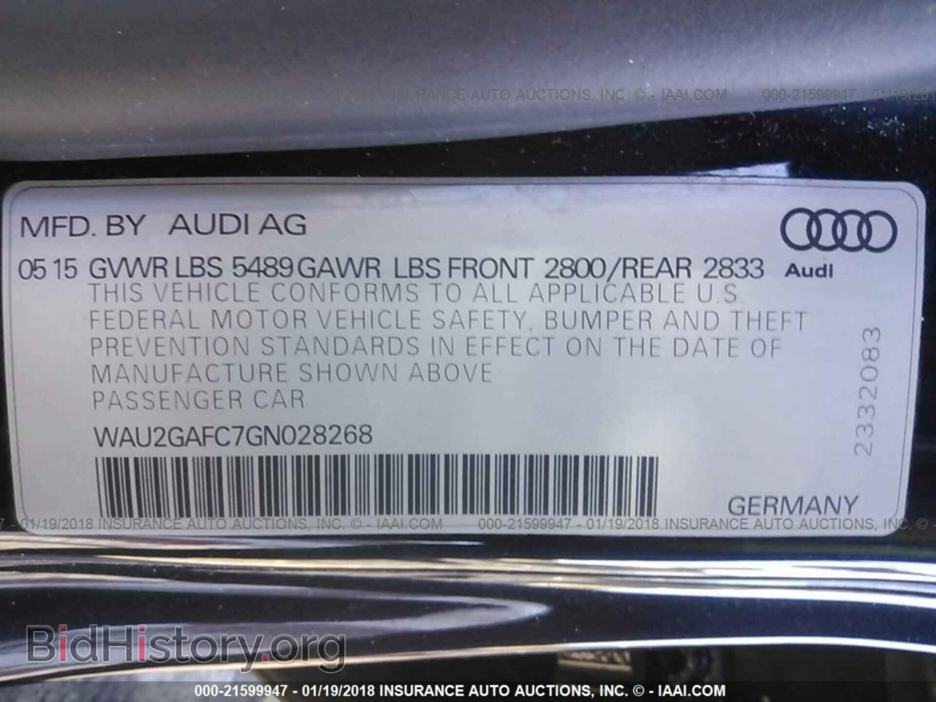 2016 Audi A7 - VIN: WAU2GAFC7GN028268 - Фото 9
