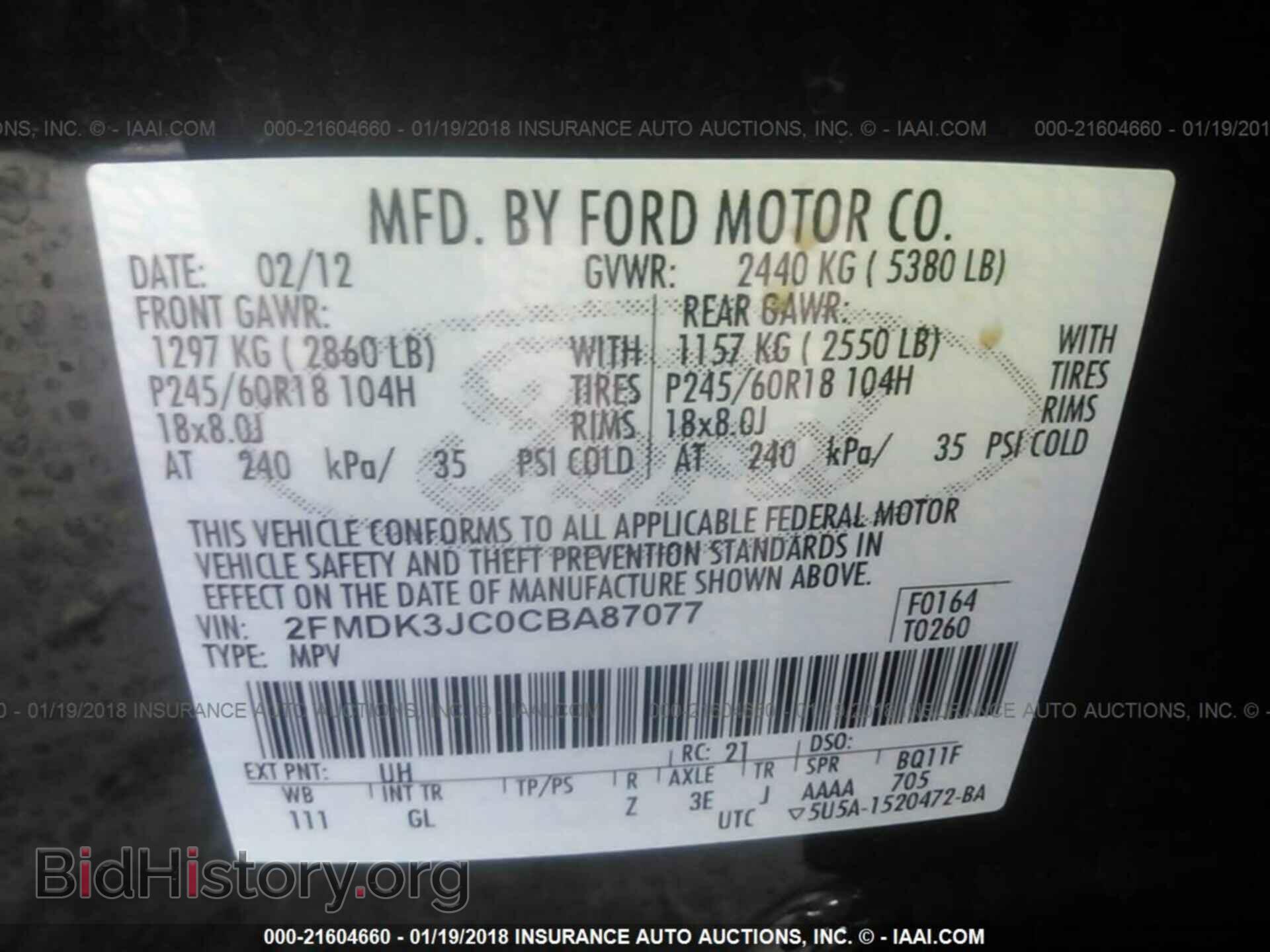 2012 Ford Edge - VIN: 2FMDK3JC0CBA87077 - Фото 9
