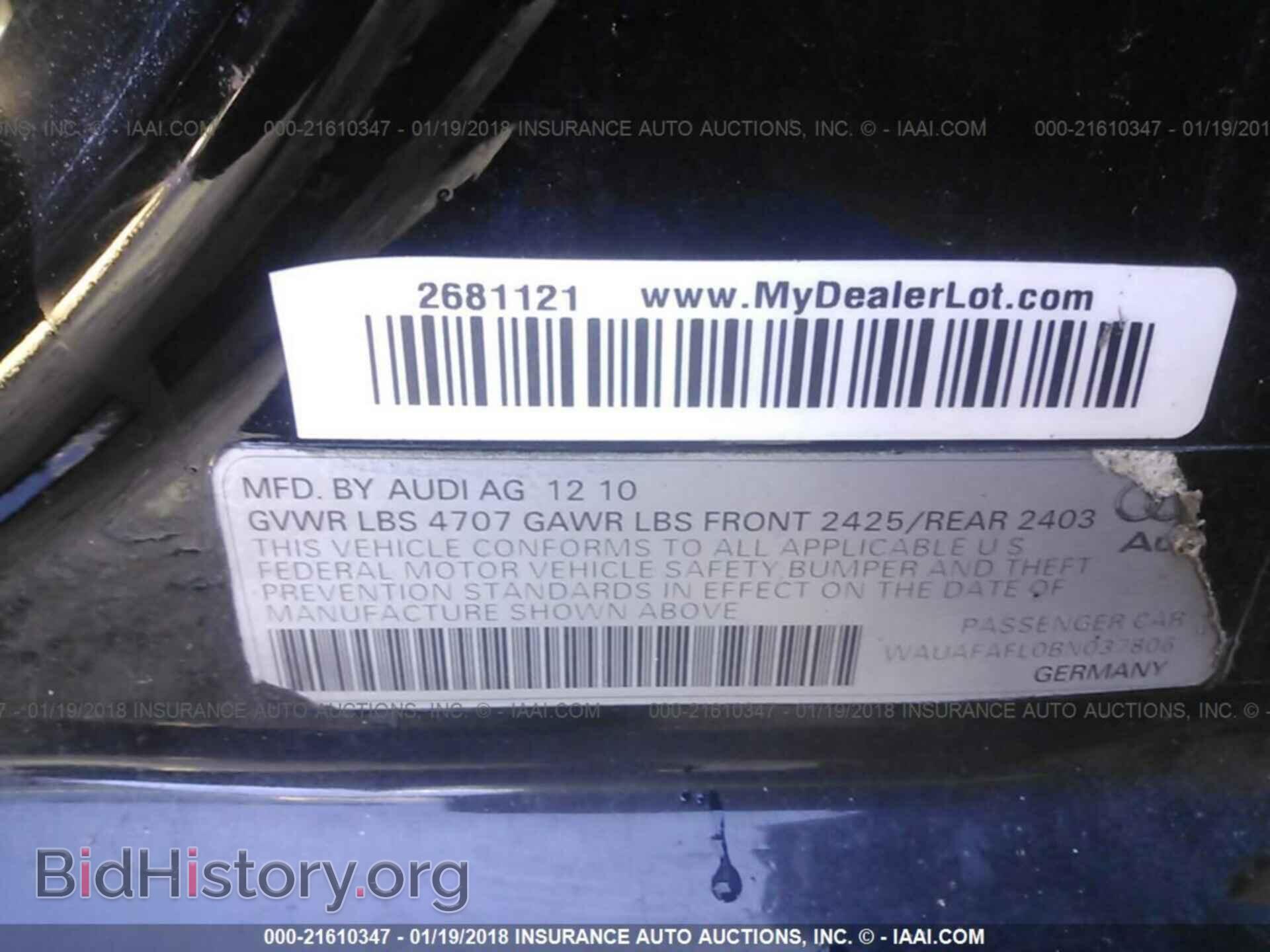2011 Audi A4 - VIN: WAUAFAFL0BN037806 - Фото 9