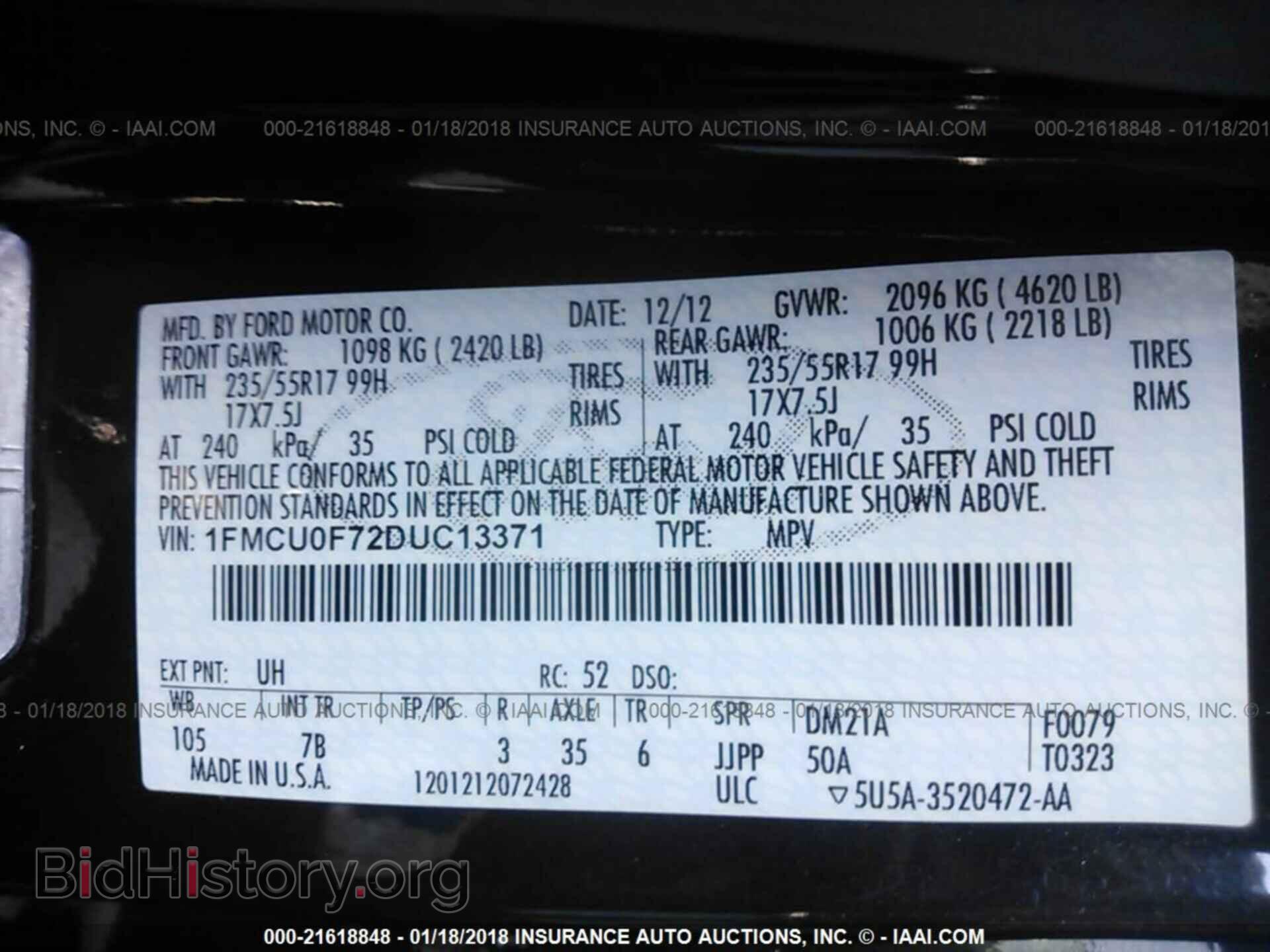 2013 Ford Escape - VIN: 1FMCU0F72DUC13371 - Фото 9