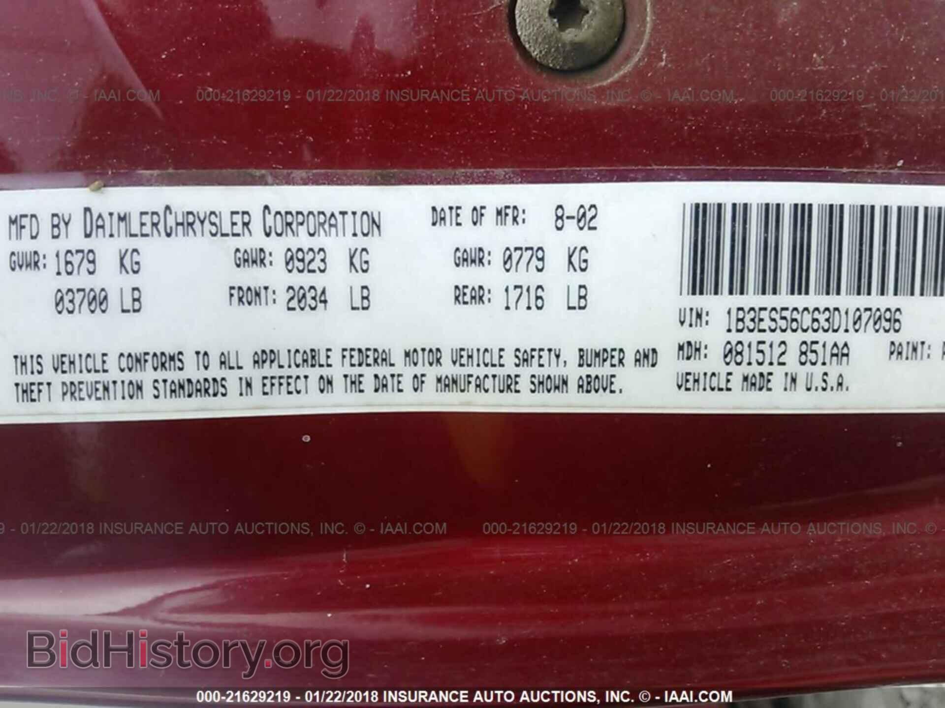 2003 DODGE NEON - VIN: 1B3ES56C63D107096 - Photo 9