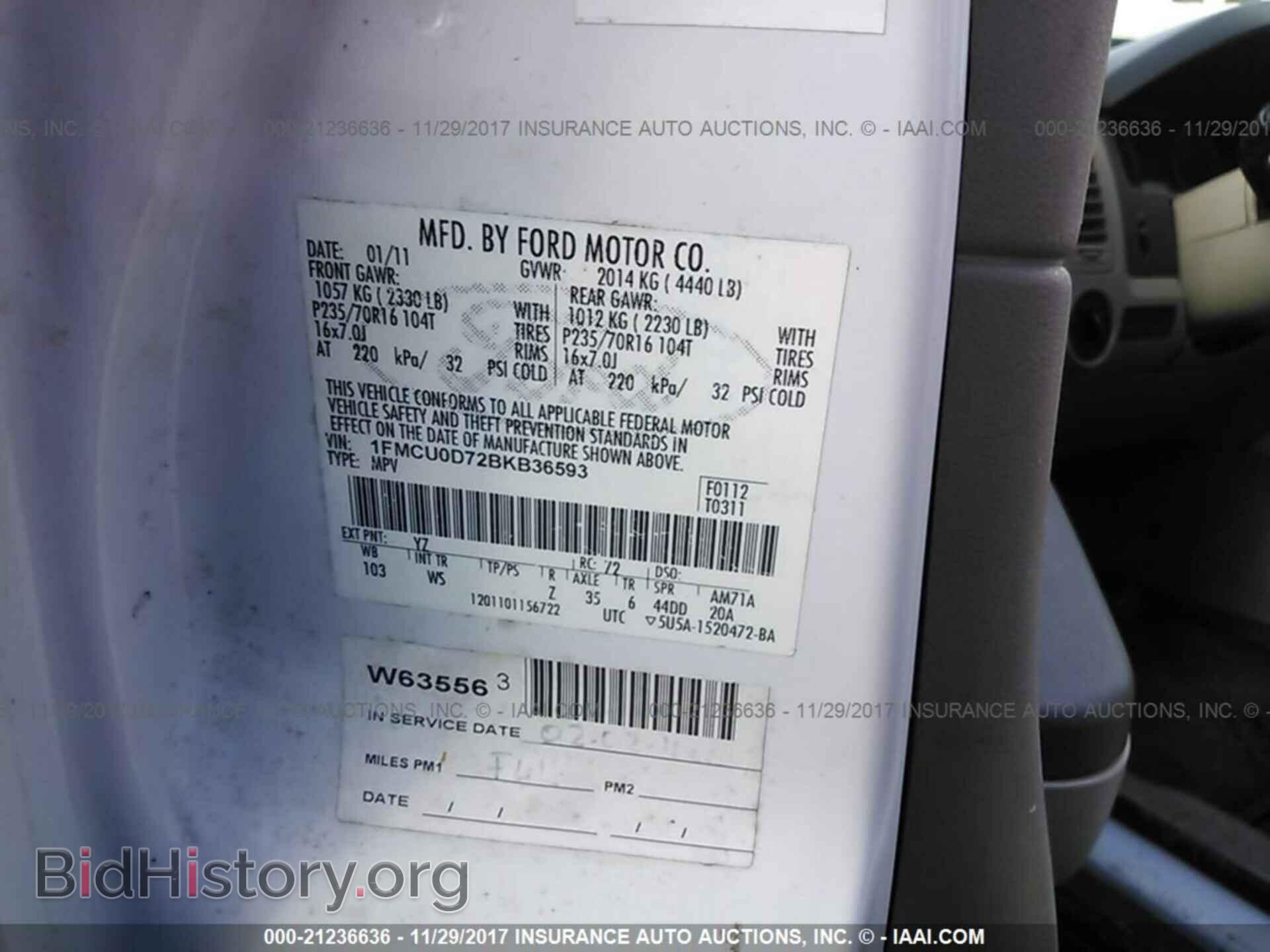 2011 FORD ESCAPE - VIN: 1FMCU0D72BKB36593 - Photo 9
