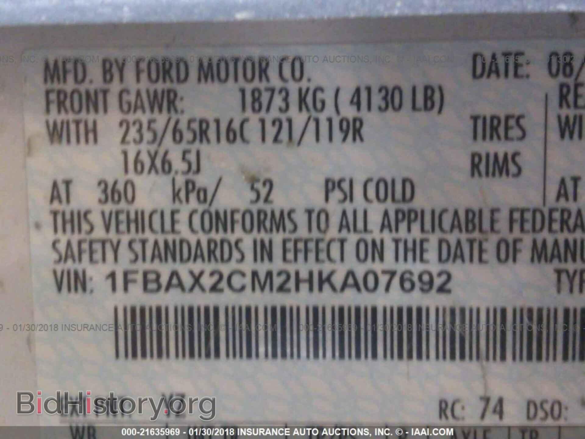 2017 FORD TRANSIT - VIN: 1FBAX2CM2HKA07692 - Photo 9