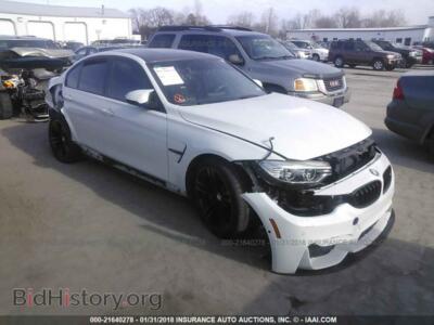 2015 BMW M3, белый — VIN WBS3C9C52FP803689, IAAI