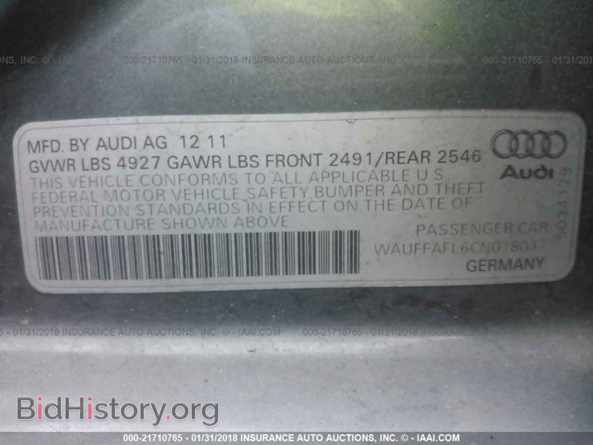 2012 Audi A4 - VIN: WAUFFAFL6CN018037 - Фото 9