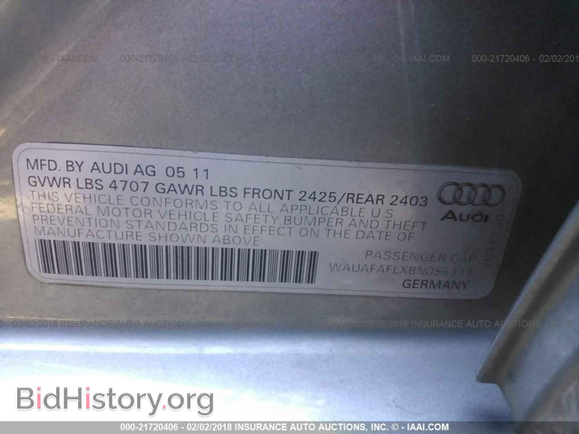 2011 Audi A4 - VIN: WAUAFAFLXBN056377 - Фото 9