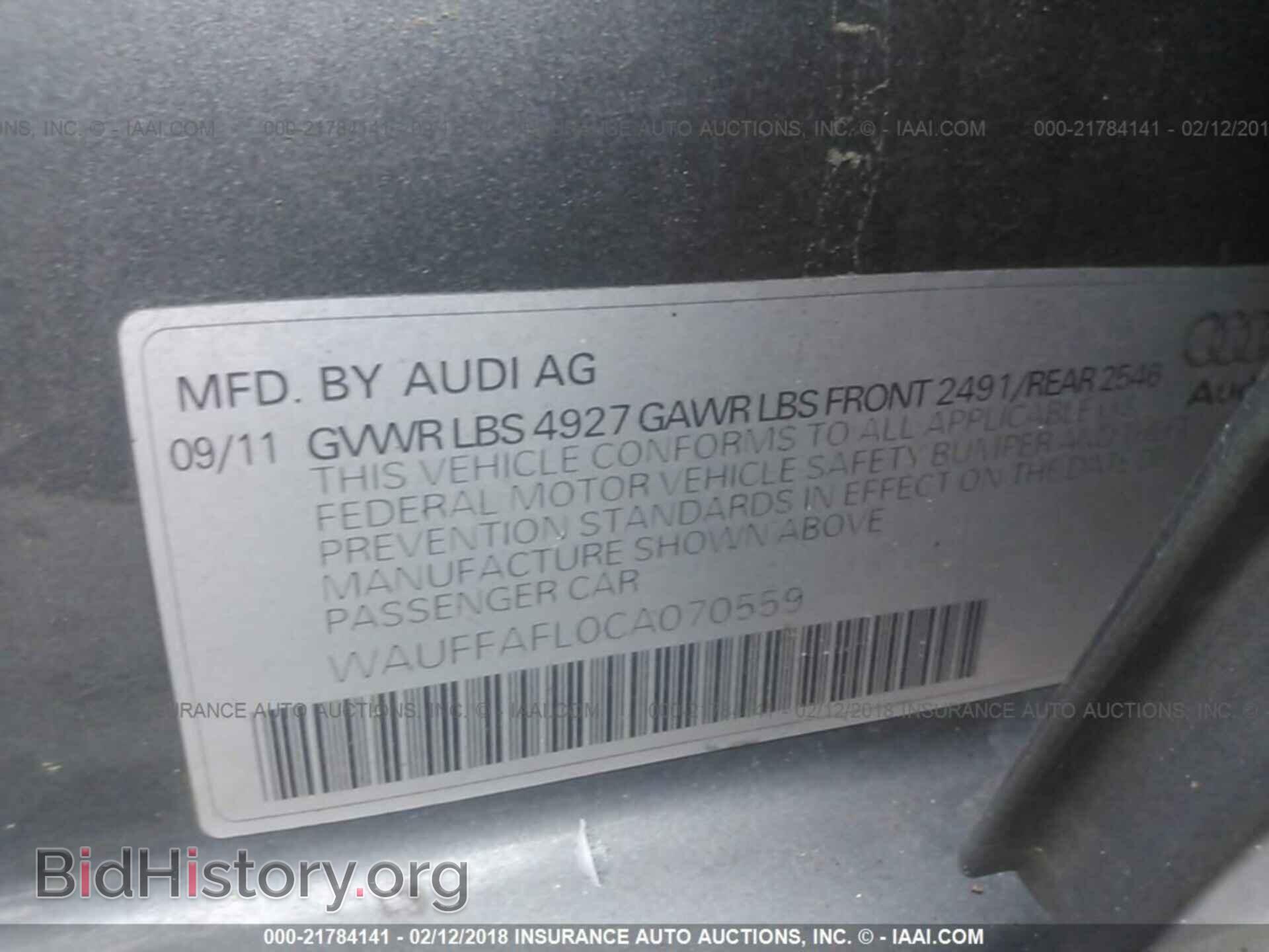 2012 Audi A4 - VIN: WAUFFAFL0CA070559 - Фото 9