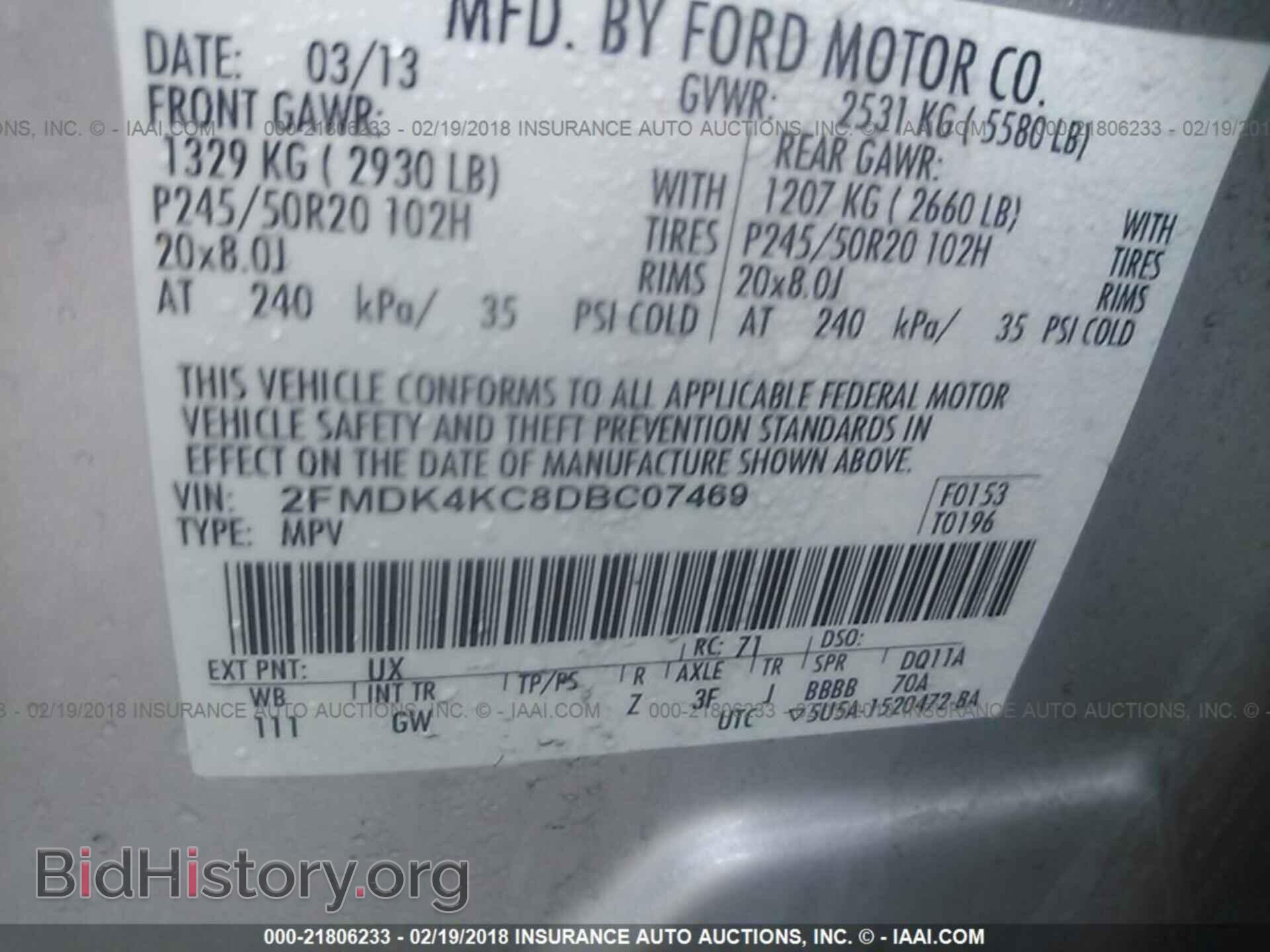 2013 Ford Edge - VIN: 2FMDK4KC8DBC07469 - Фото 9