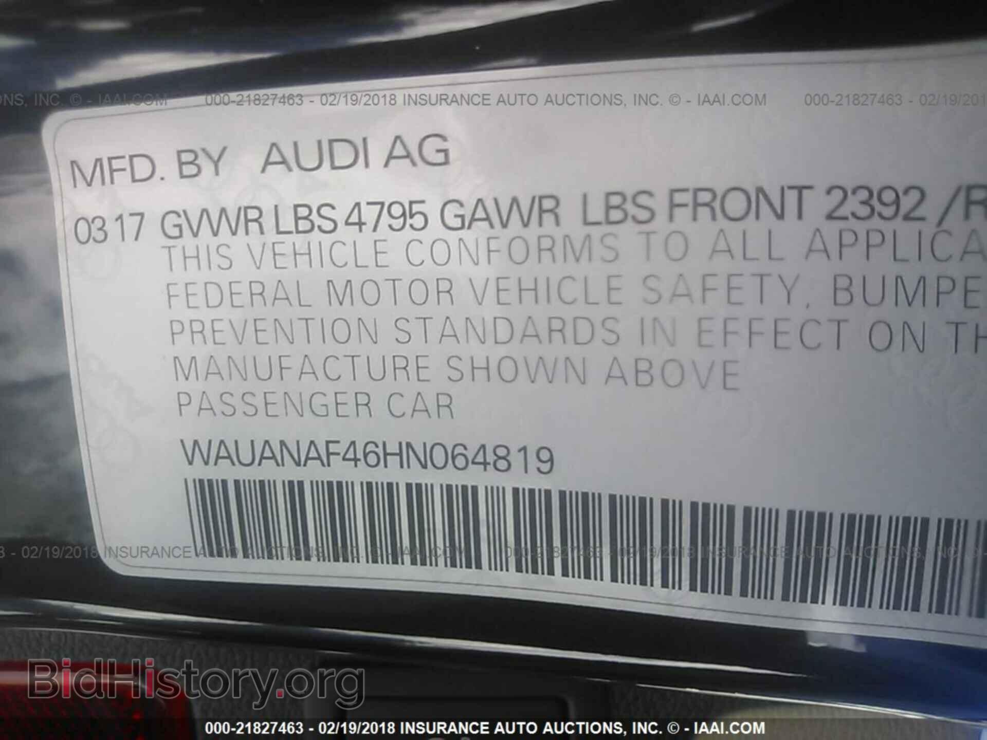 2017 Audi A4 - VIN: WAUANAF46HN064819 - Фото 9