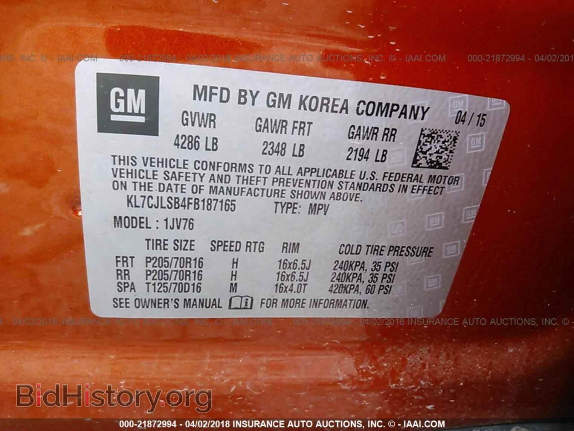 2015 Chevrolet Trax - VIN: KL7CJLSB4FB187165 - Фото 9