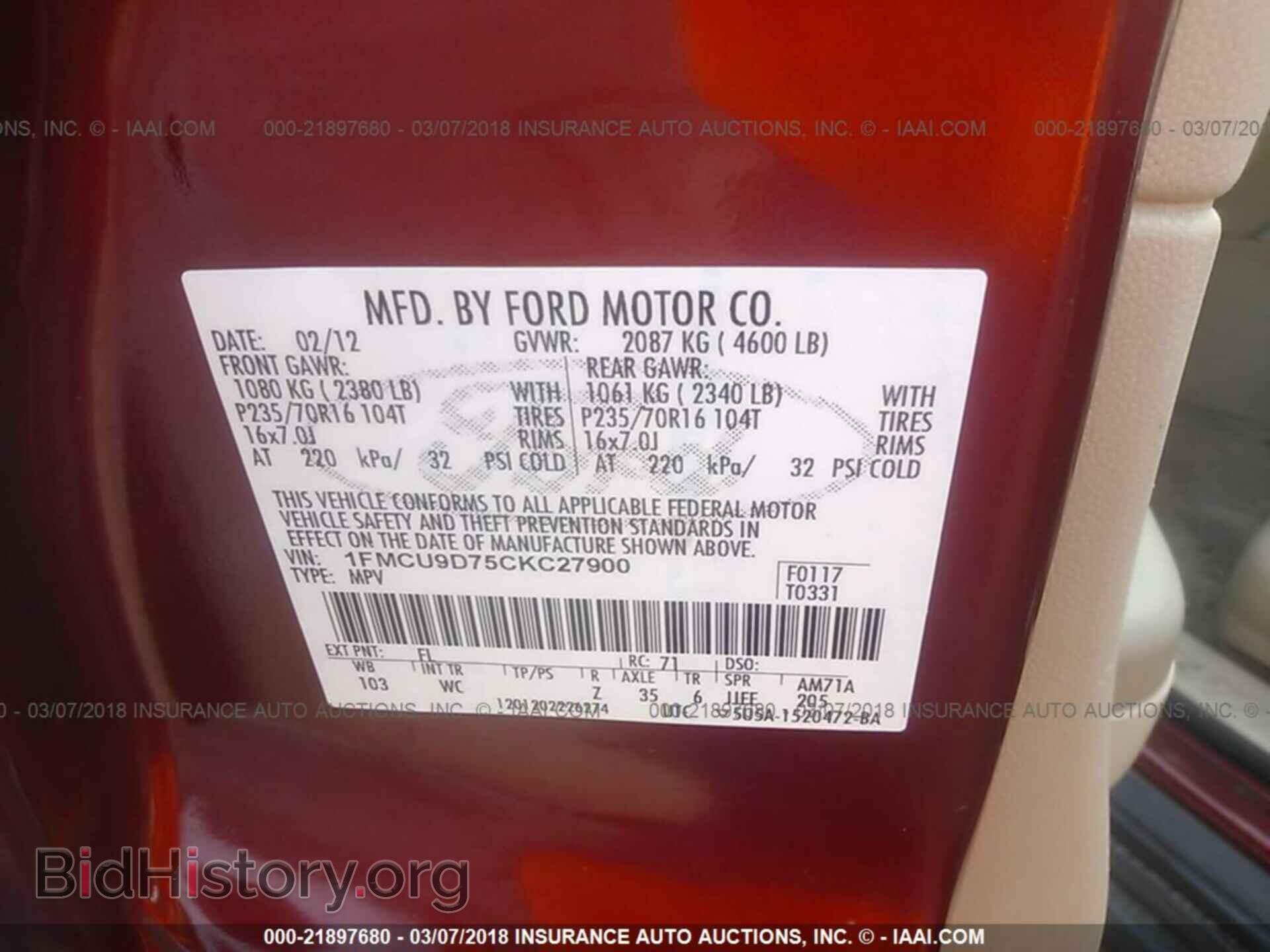 2012 Ford Escape - VIN: 1FMCU9D75CKC27900 - Photo 9