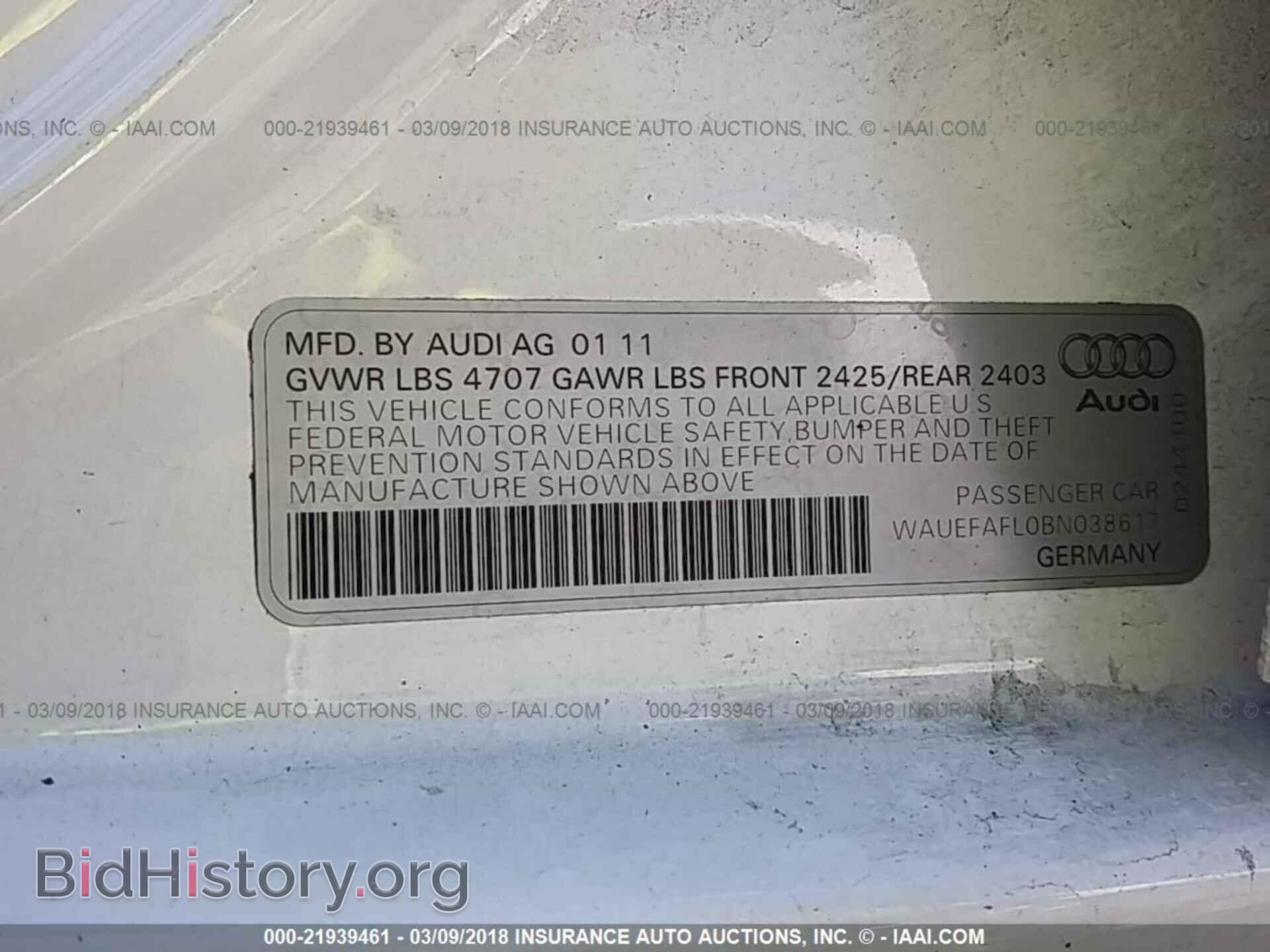 2011 Audi A4 - VIN: WAUEFAFL0BN038617 - Photo 9