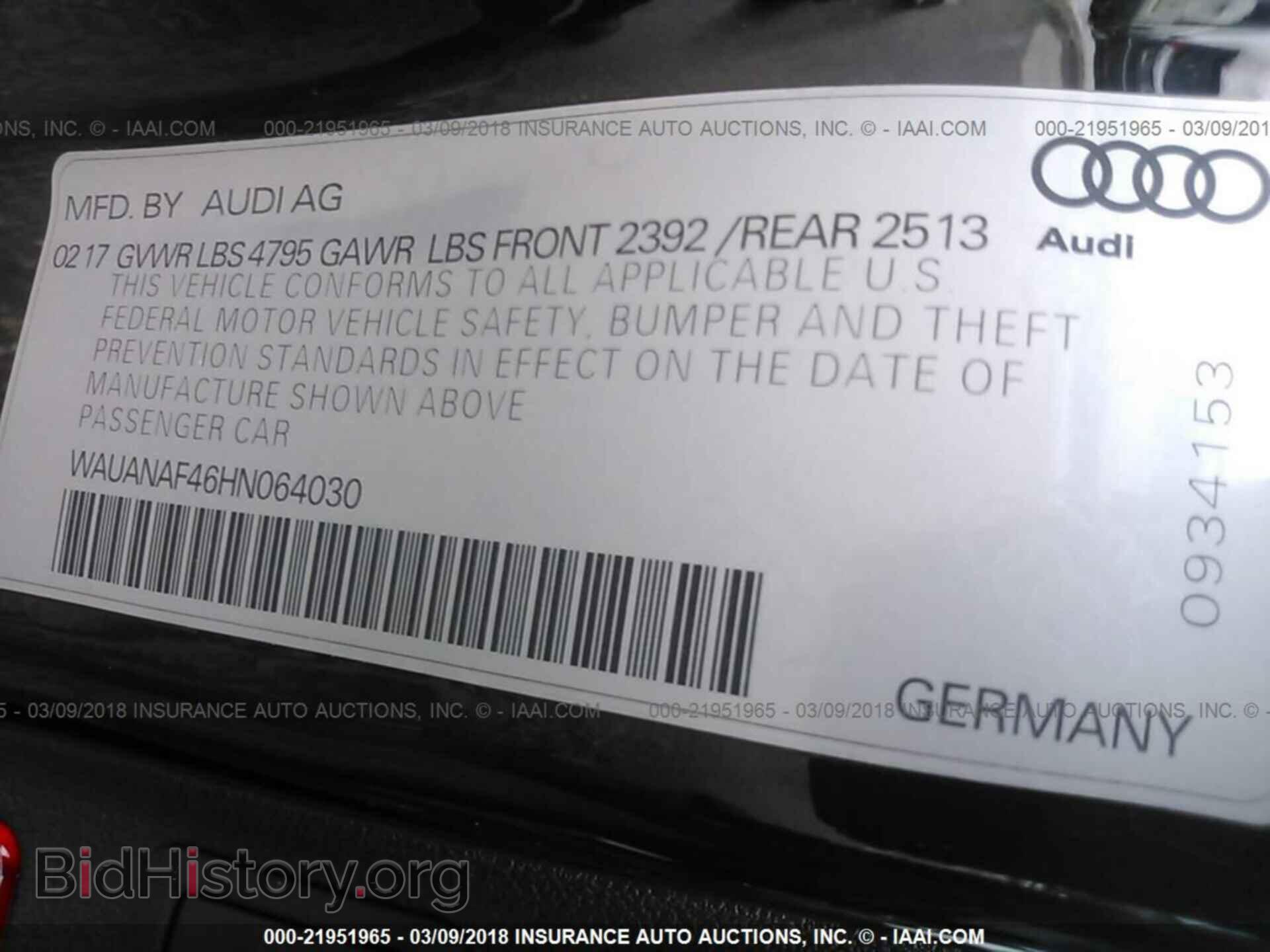 2017 Audi A4 - VIN: WAUANAF46HN064030 - Photo 9