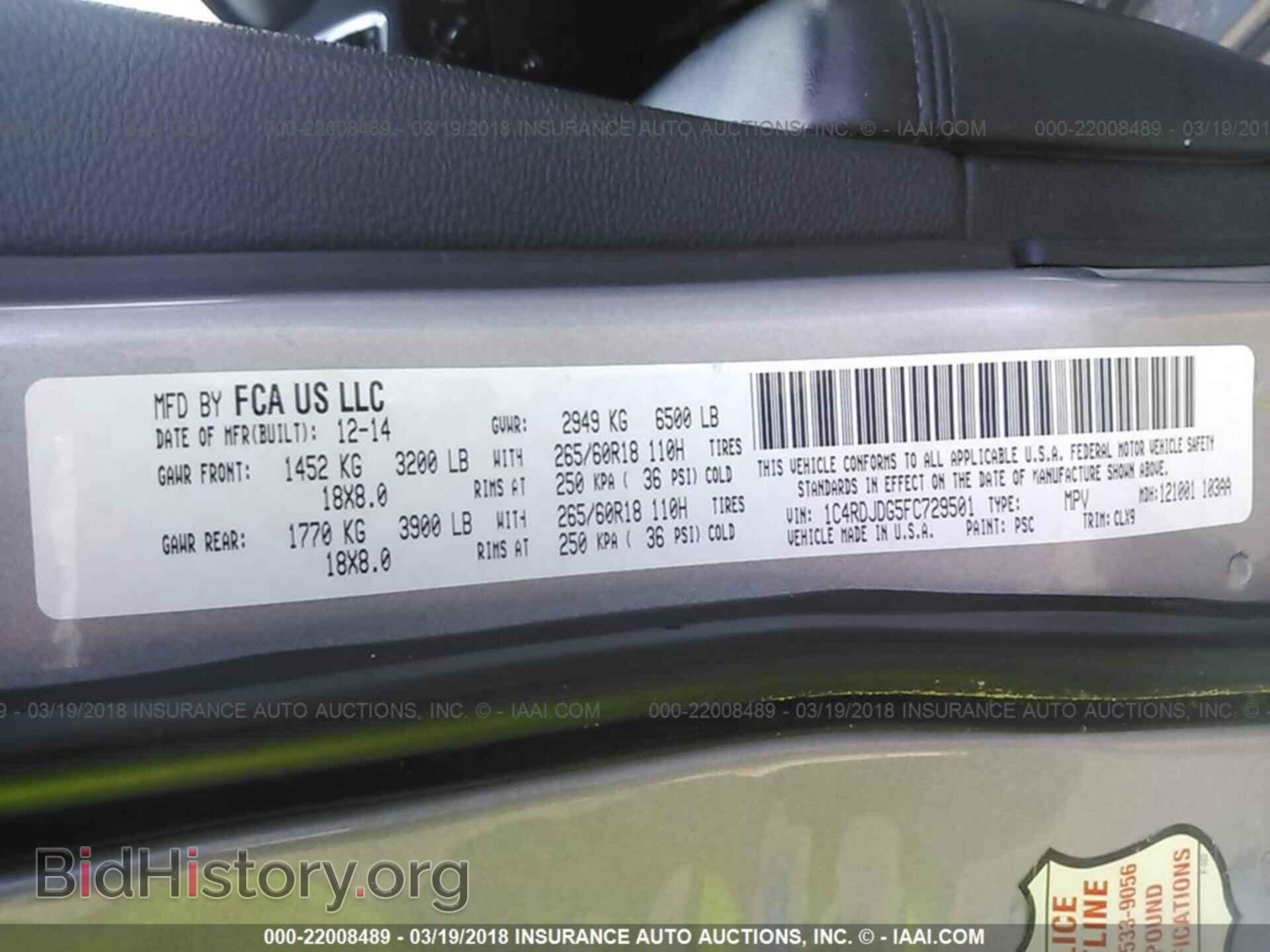2015 Dodge Durango - VIN: 1C4RDJDG5FC729501 - Фото 9