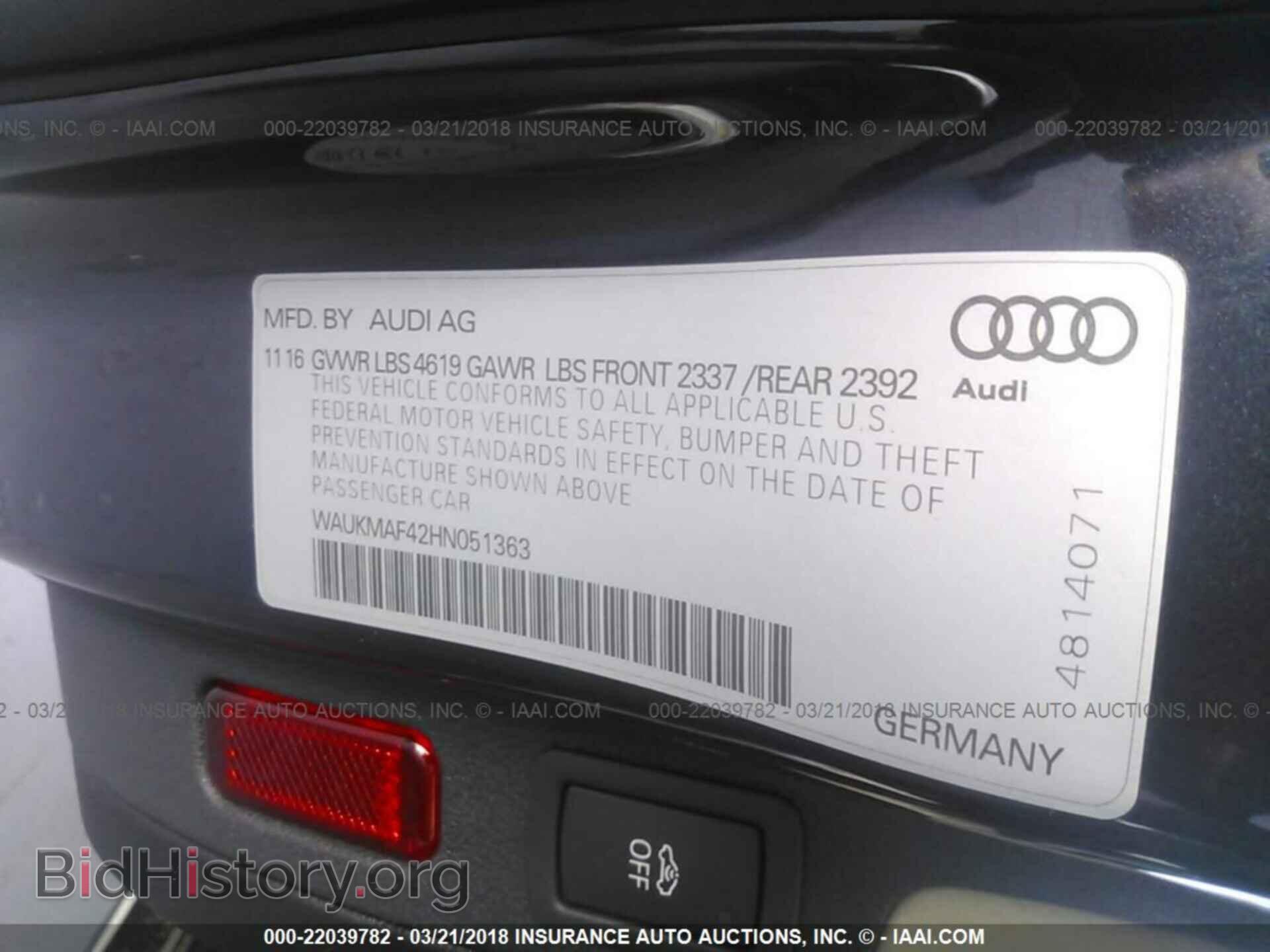 2017 Audi A4 - VIN: WAUKMAF42HN051363 - Фото 9