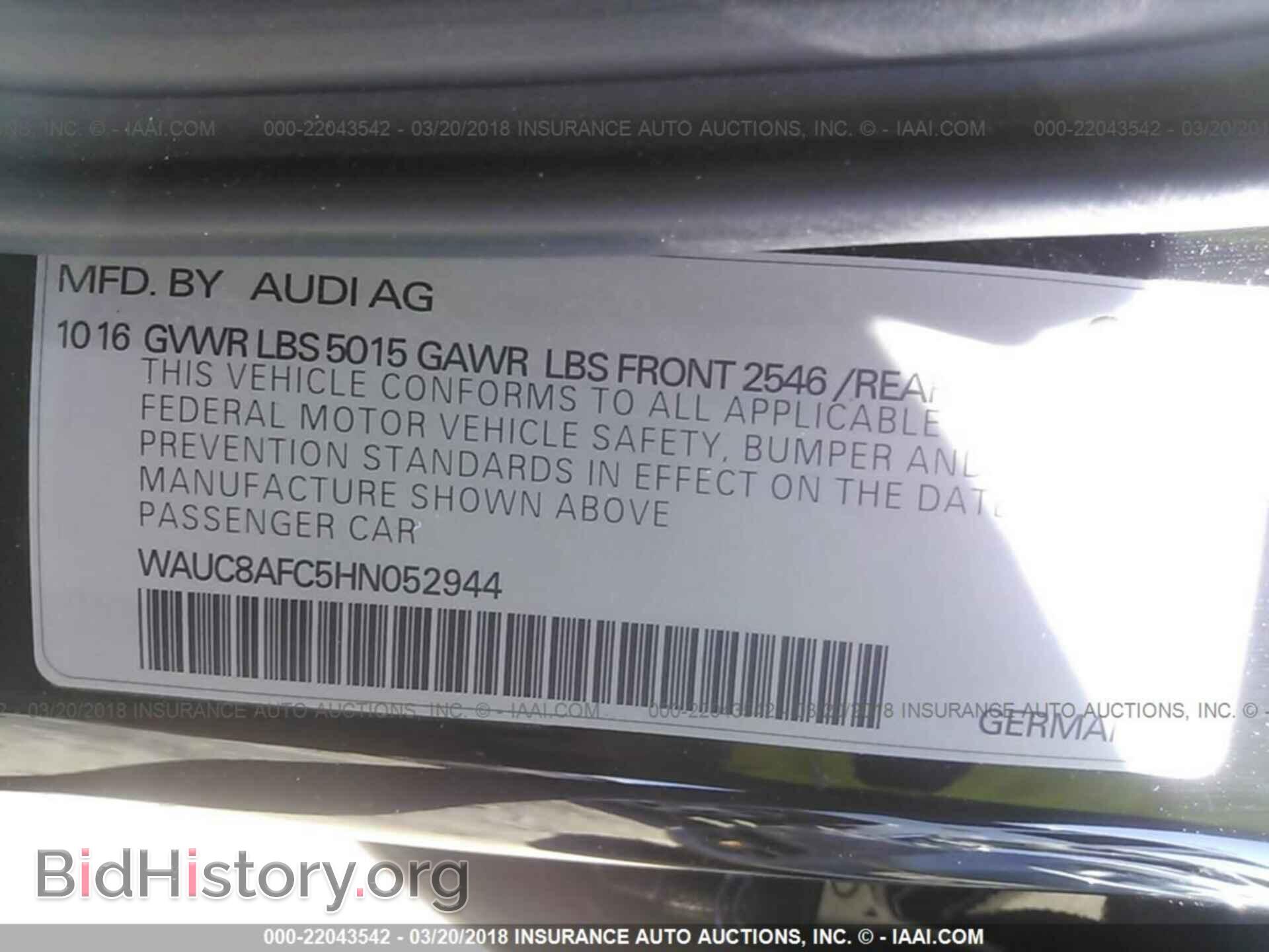 2017 Audi A6 - VIN: WAUC8AFC5HN052944 - Фото 9