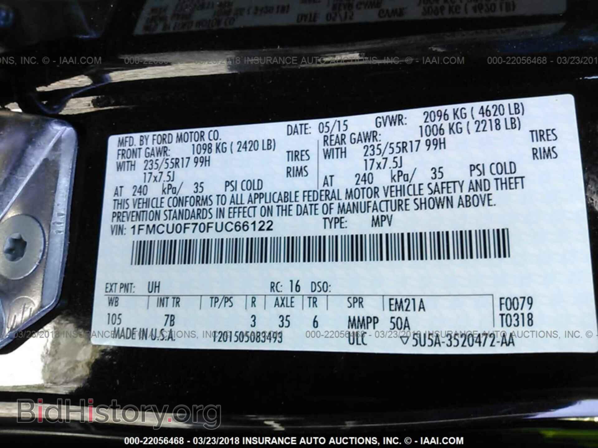 2015 Ford Escape - VIN: 1FMCU0F70FUC66122 - Фото 9