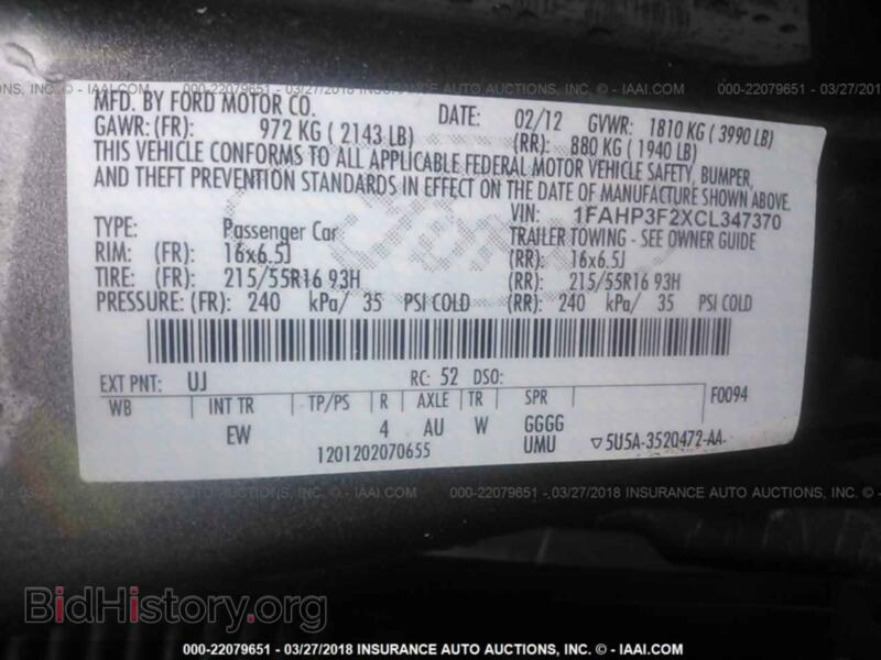 2012 Ford FOCUS (VIN 1FAHP3F2XCL347370) — фото 9 из 10