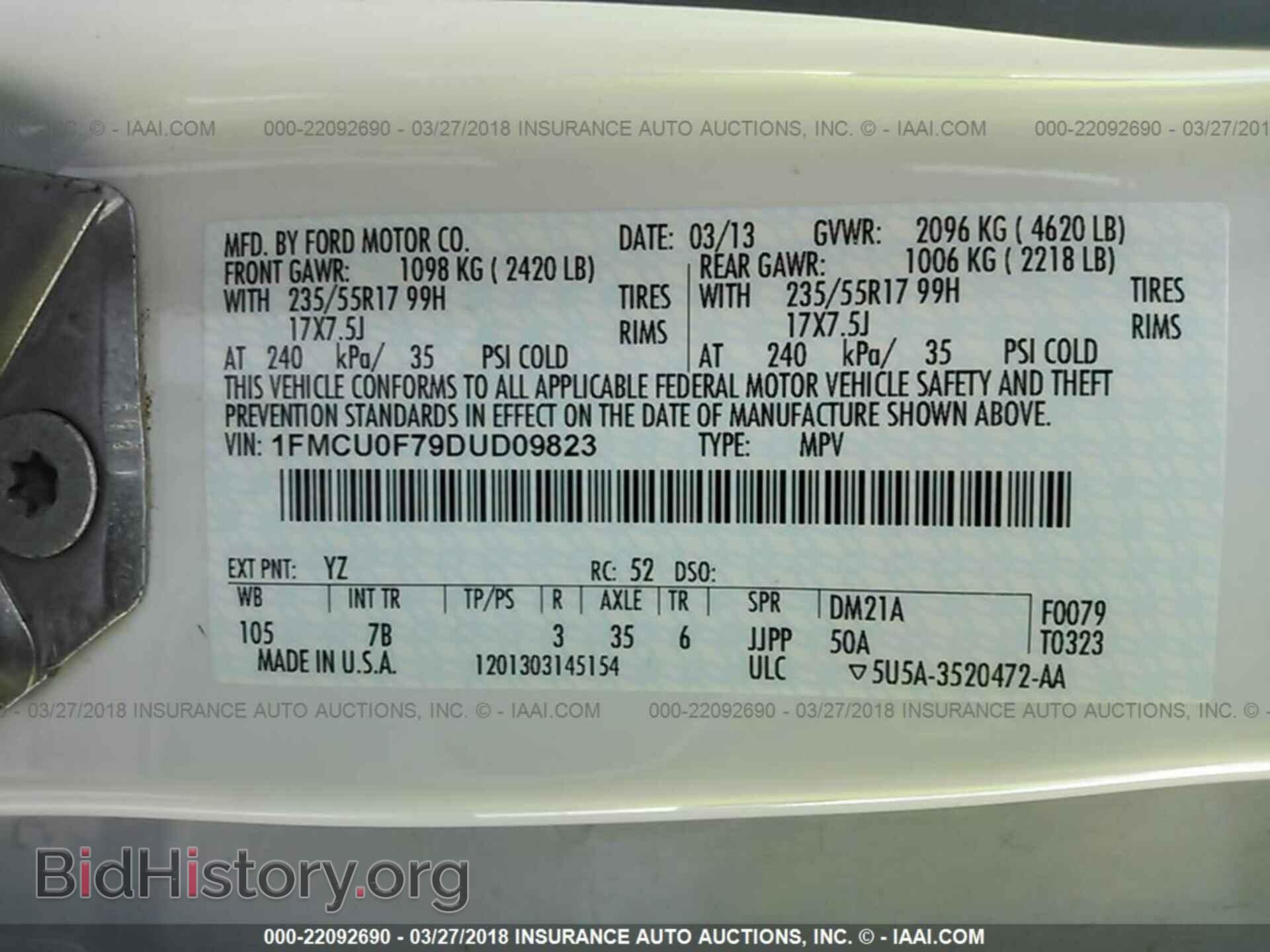 2013 Ford Escape - VIN: 1FMCU0F79DUD09823 - Фото 9