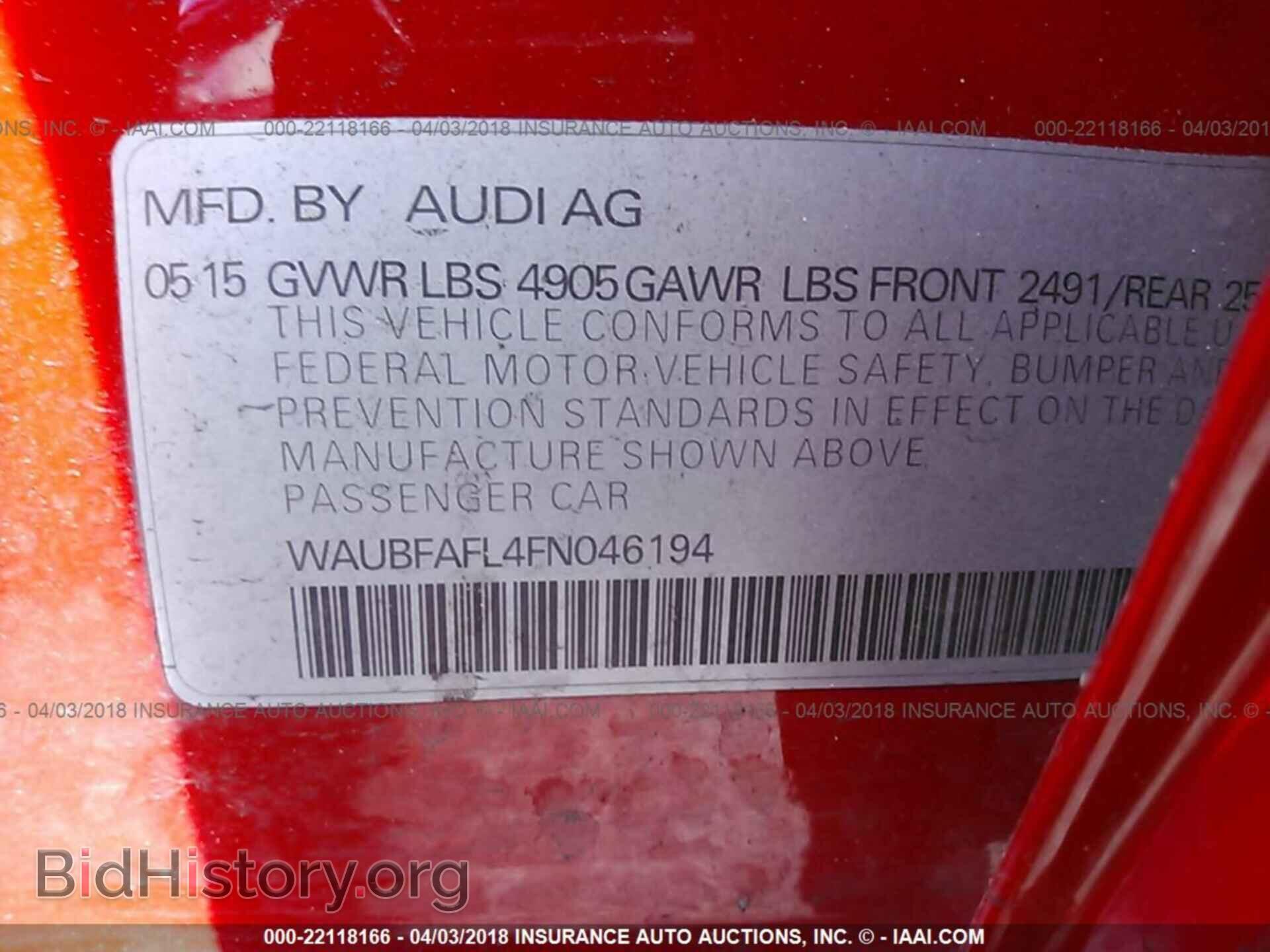 2015 Audi A4 - VIN: WAUBFAFL4FN046194 - Фото 9