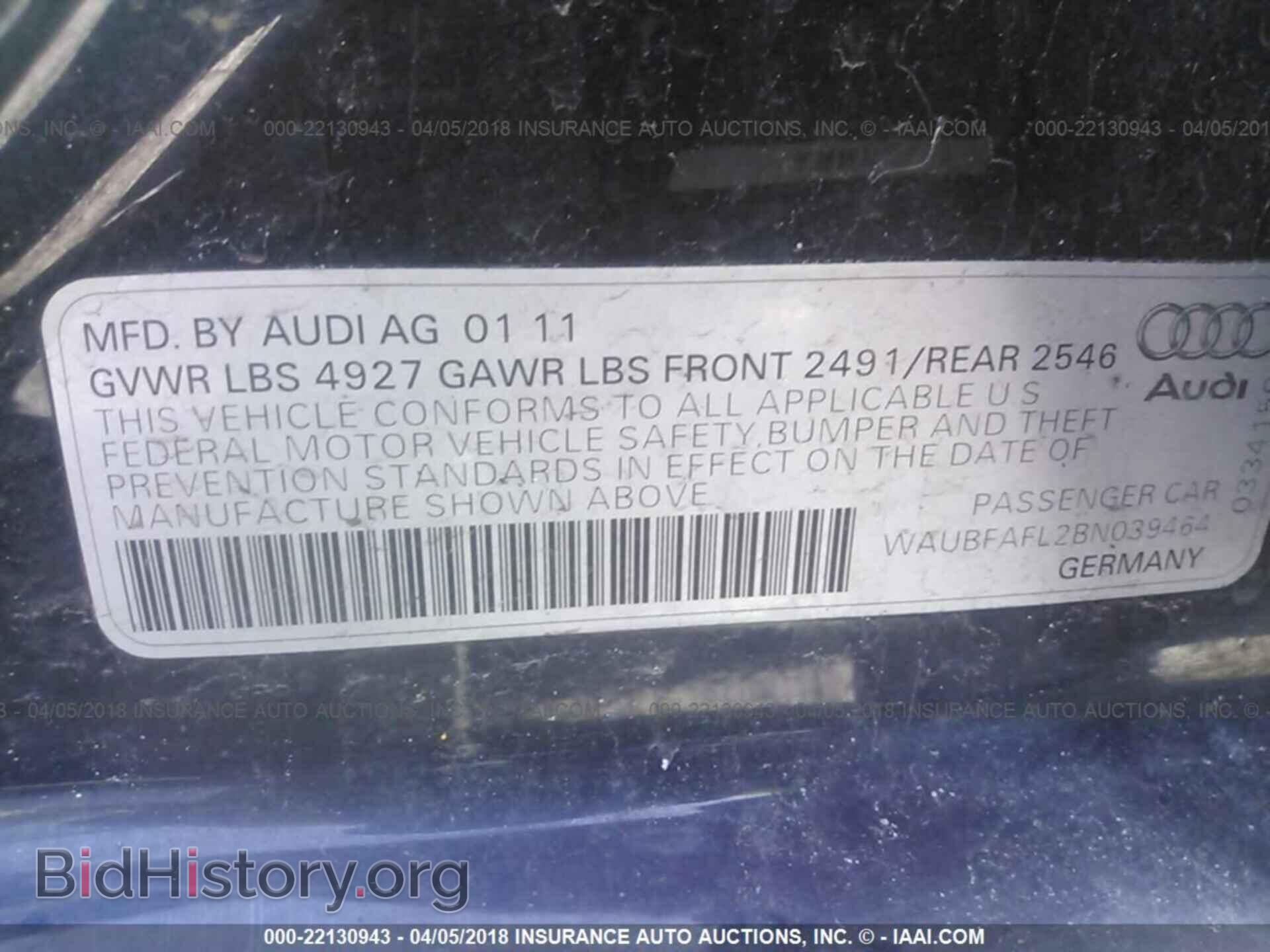 2011 Audi A4 - VIN: WAUBFAFL2BN039464 - Фото 9