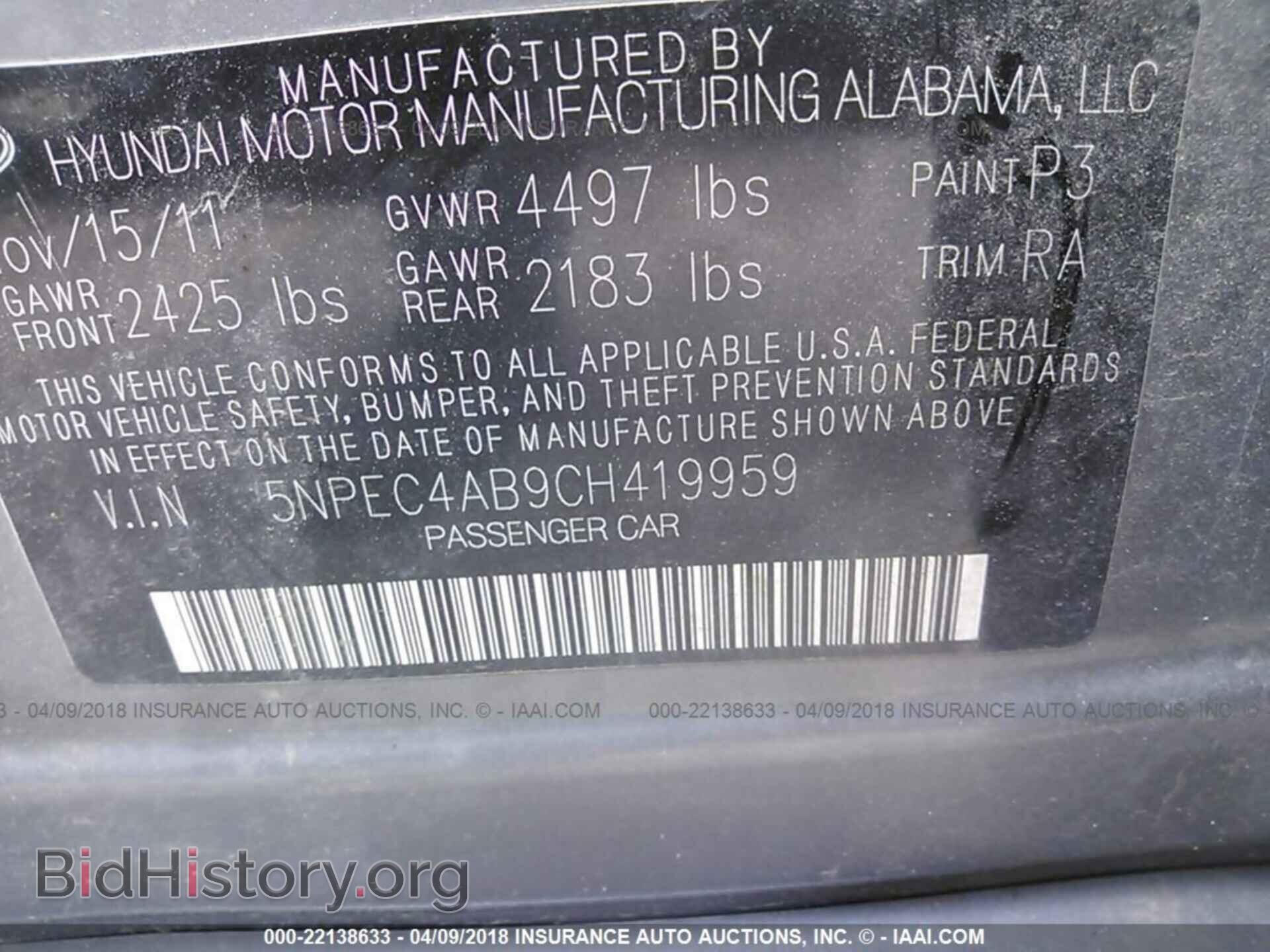 2012 Hyundai Sonata - VIN: 5NPEC4AB9CH419959 - Photo 9