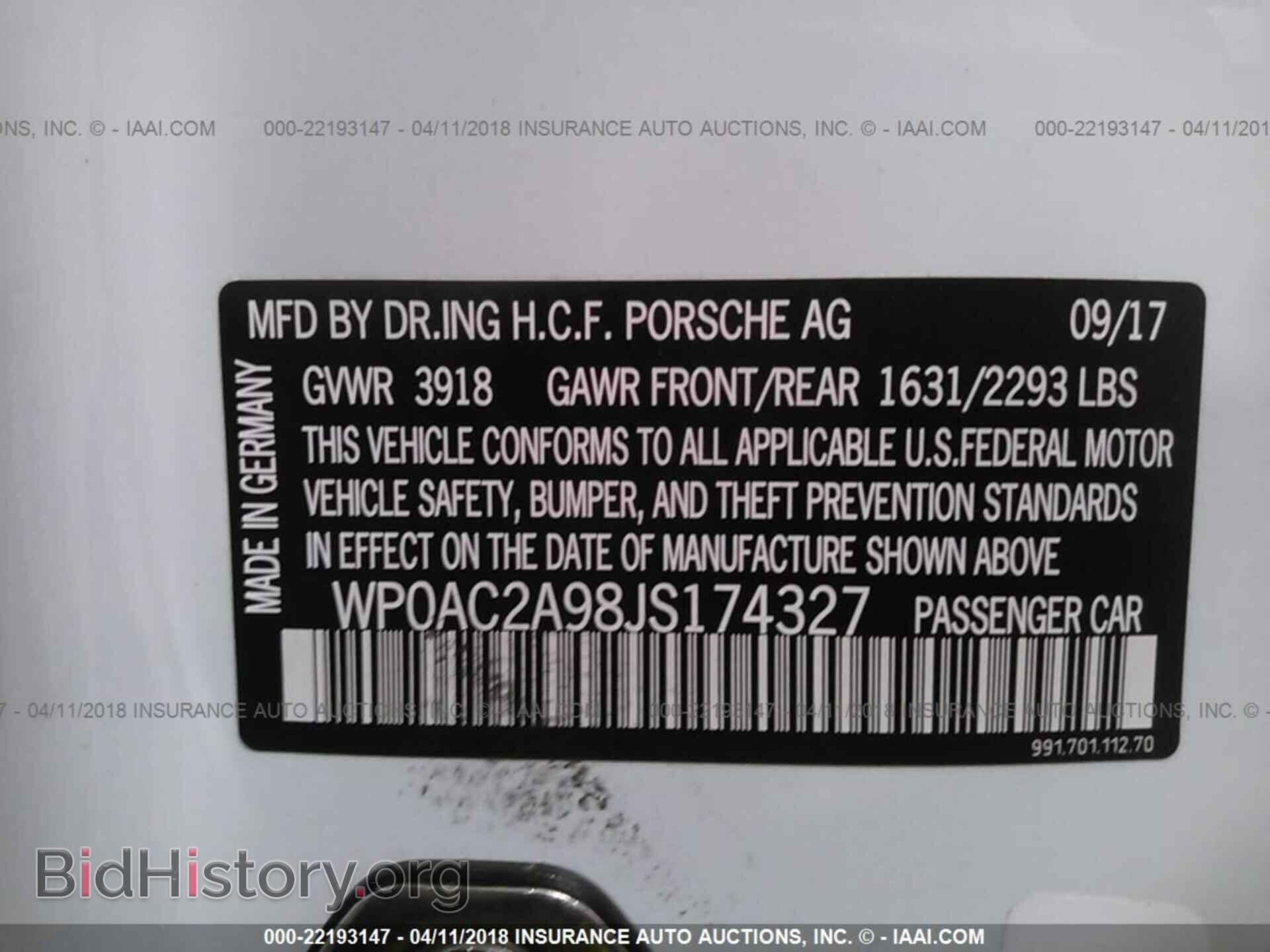2018 Porsche 911 - VIN: WP0AC2A98JS174327 - Фото 9