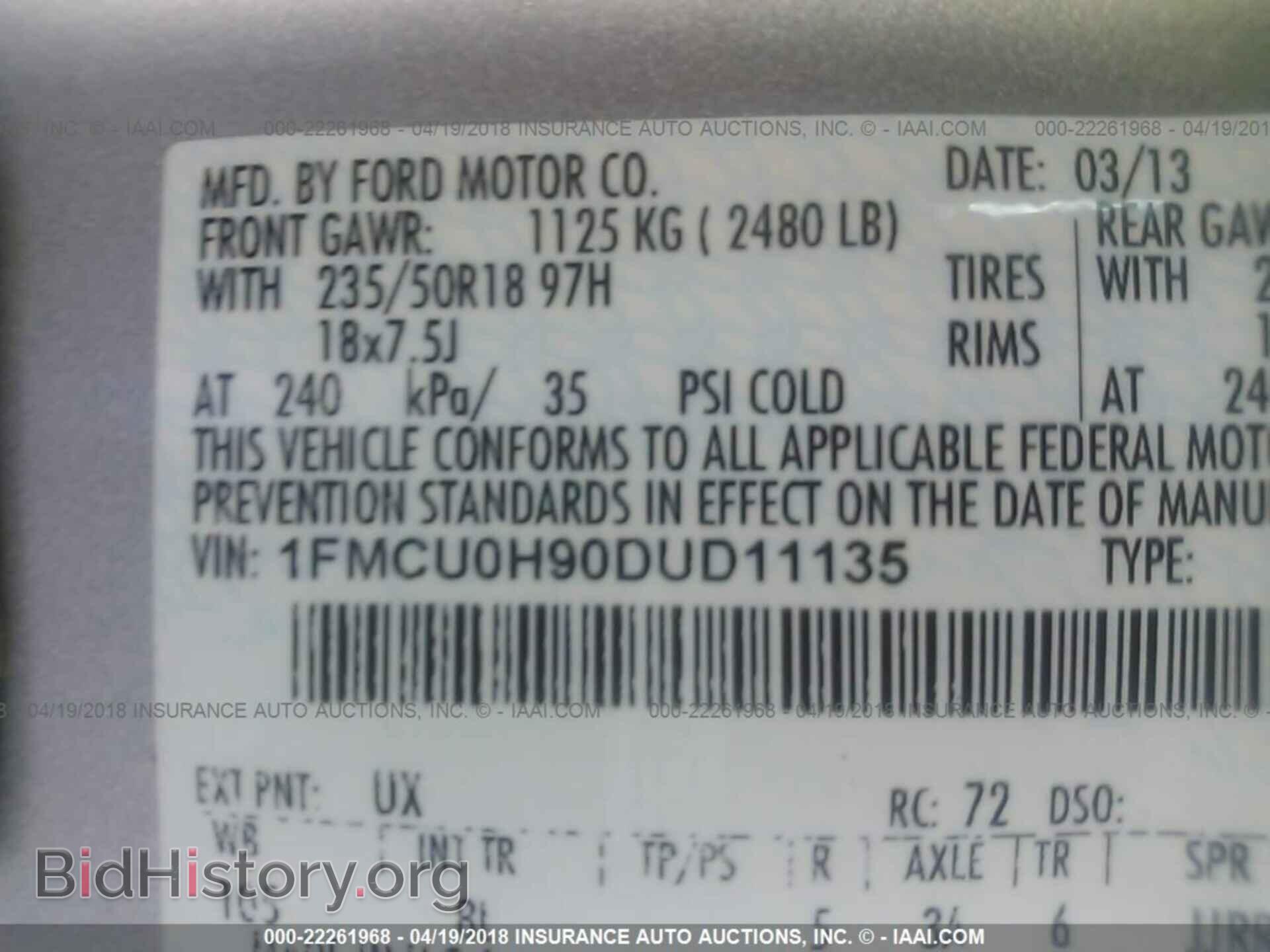 2013 Ford Escape - VIN: 1FMCU0H90DUD11135 - Фото 9