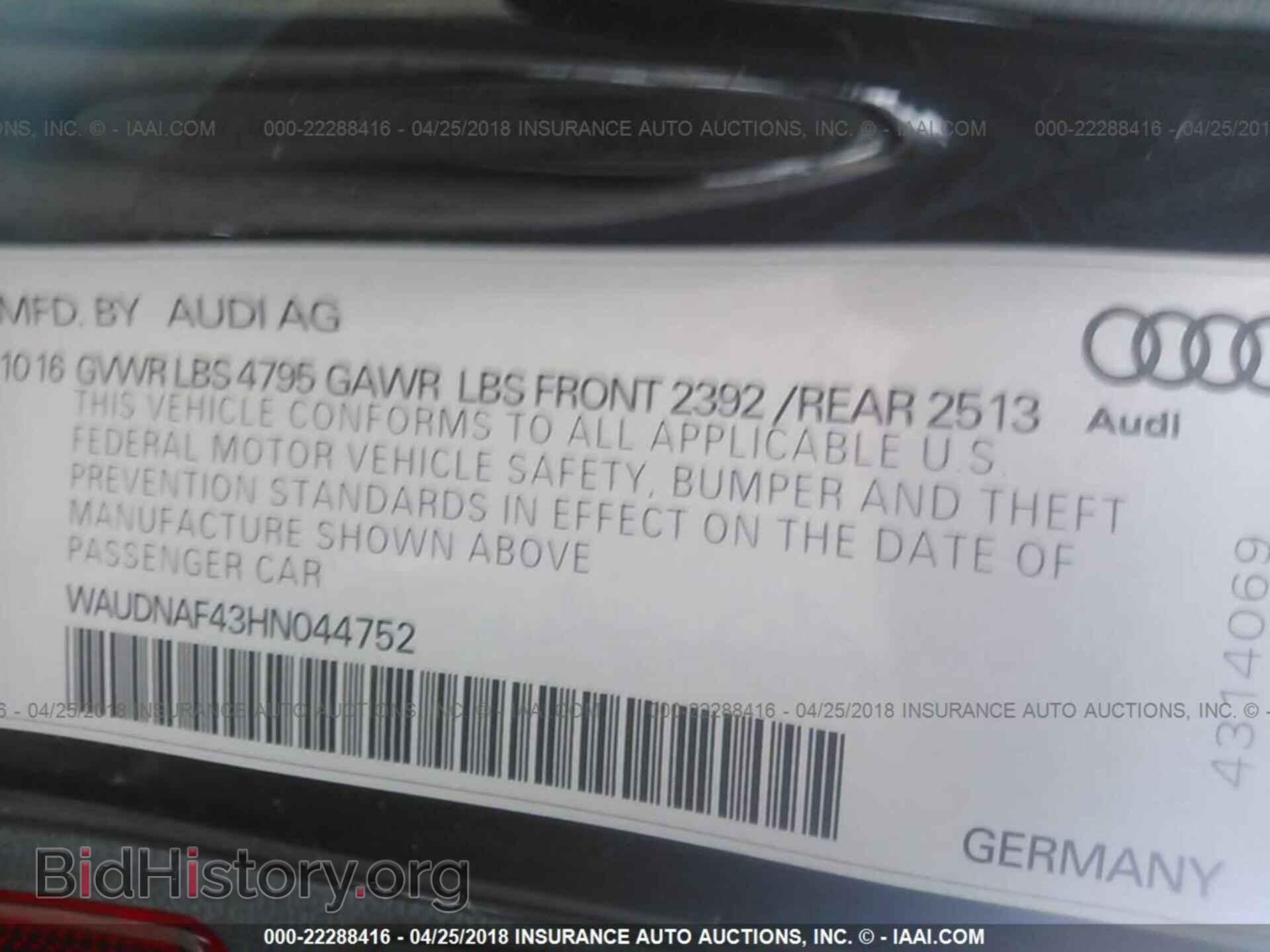2017 Audi A4 - VIN: WAUDNAF43HN044752 - Photo 9