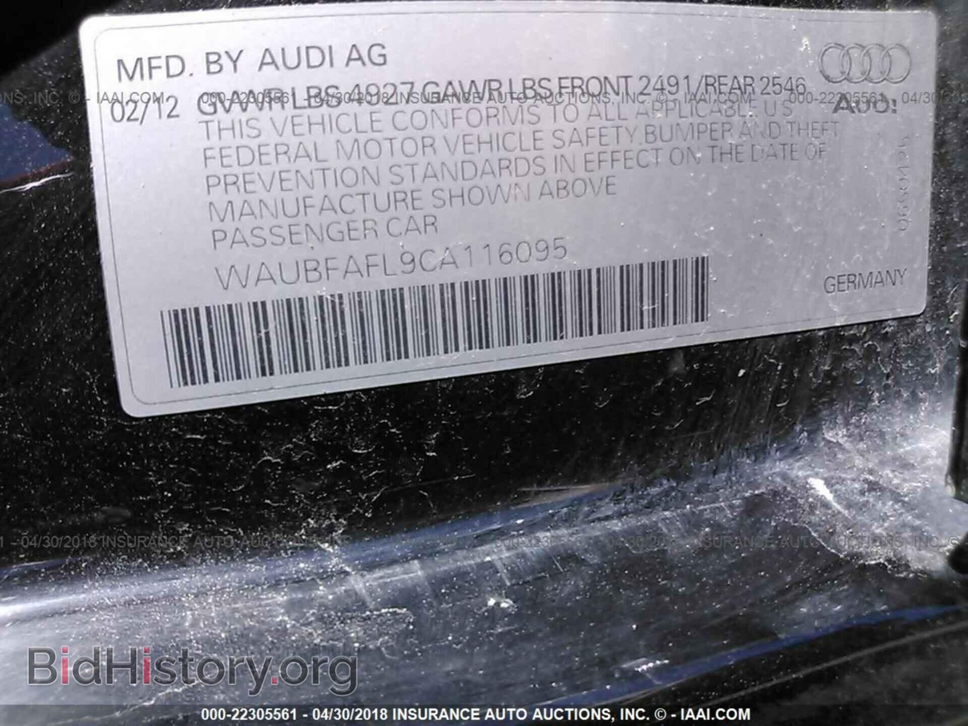2012 Audi A4 - VIN: WAUBFAFL9CA116095 - Фото 9