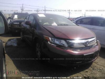 2012 Honda CIVIC, бордовый — VIN 19XFB2F50CE368726, IAAI
