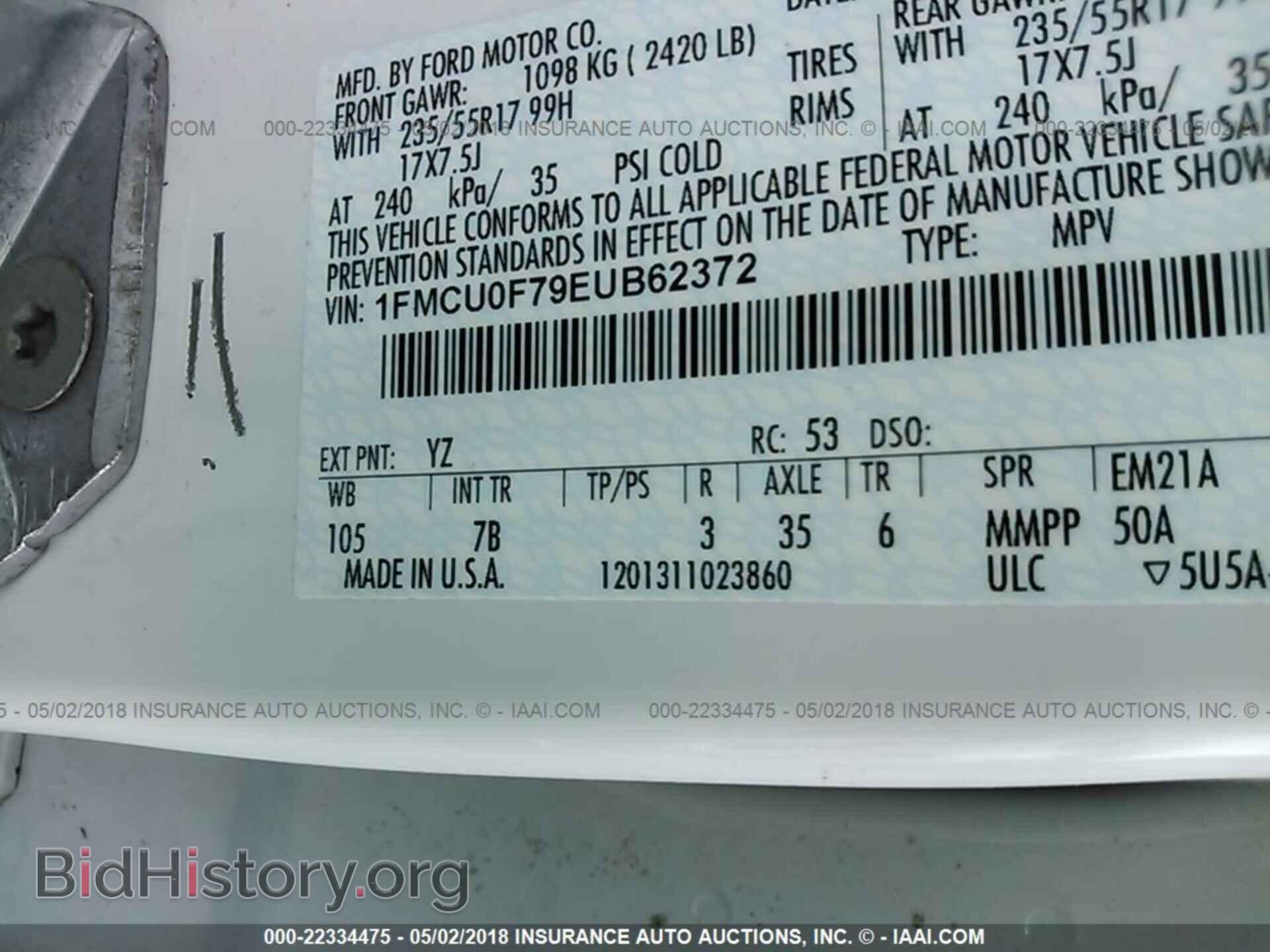 2014 Ford Escape - VIN: 1FMCU0F79EUB62372 - Фото 9