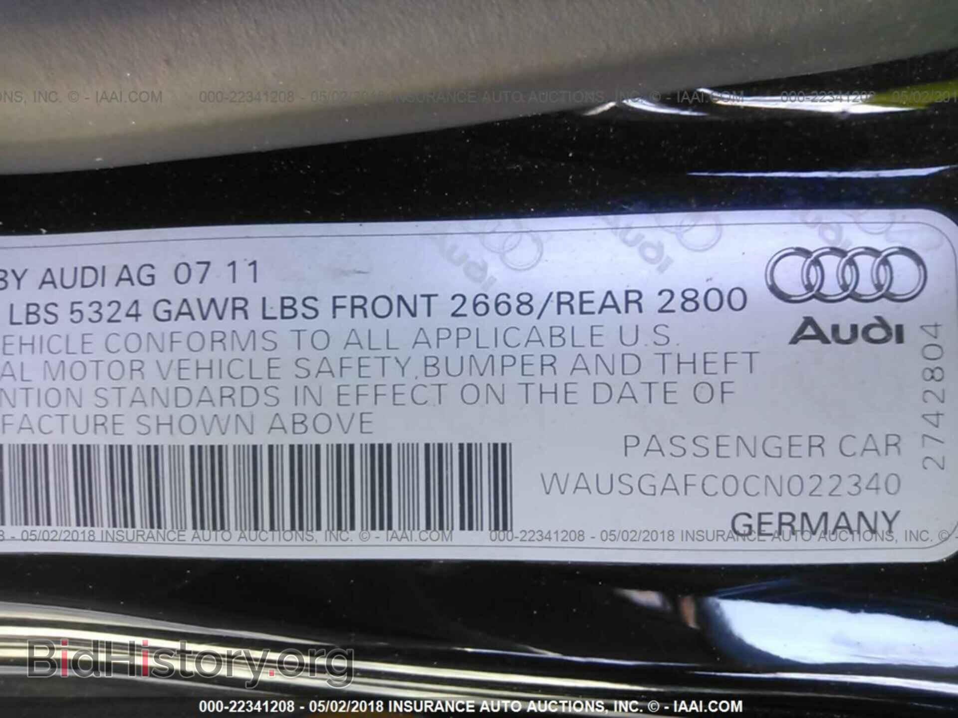 2012 Audi A7 - VIN: WAUSGAFC0CN022340 - Фото 9