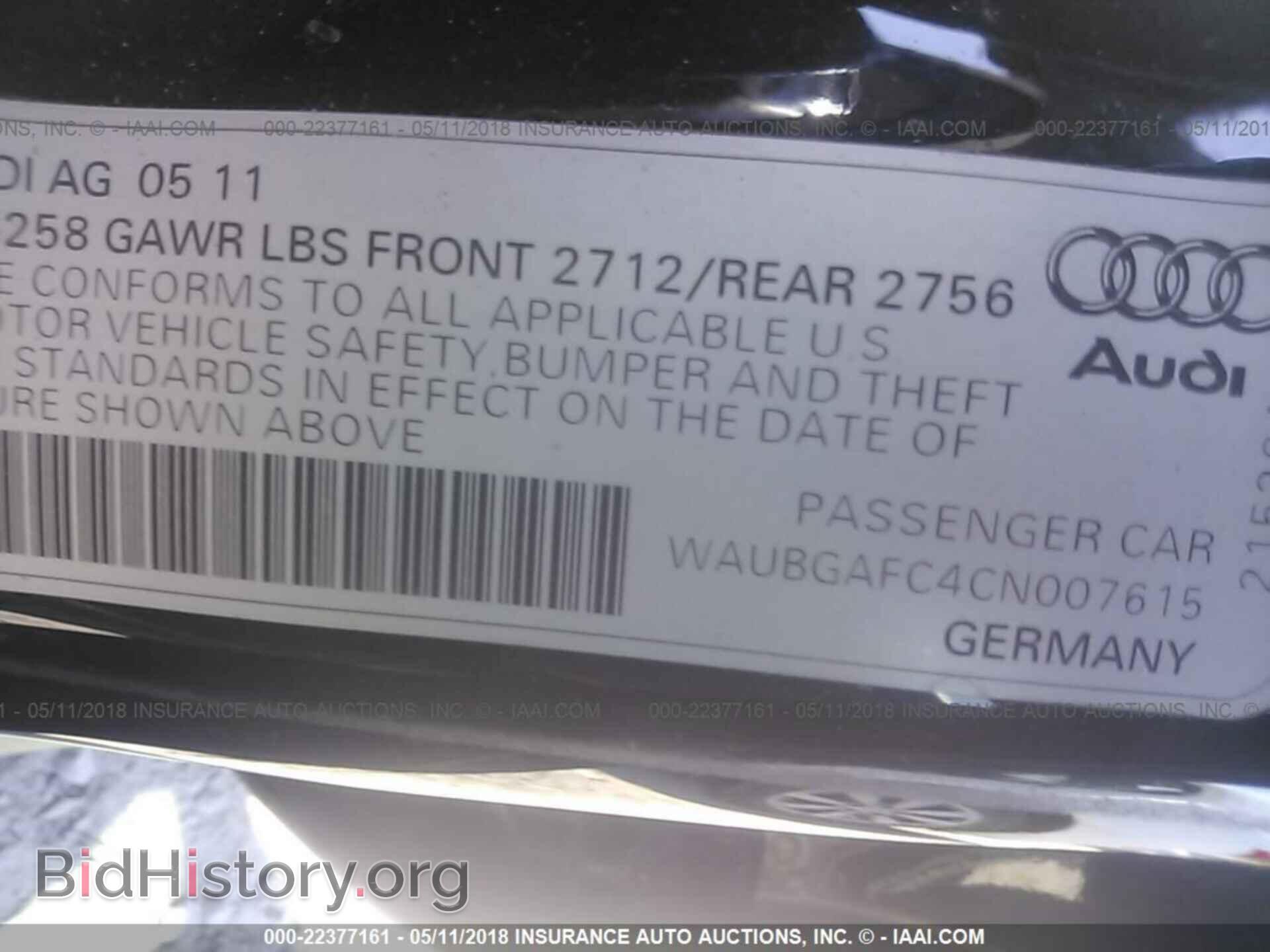 2012 Audi A6 - VIN: WAUBGAFC4CN007615 - Фото 9