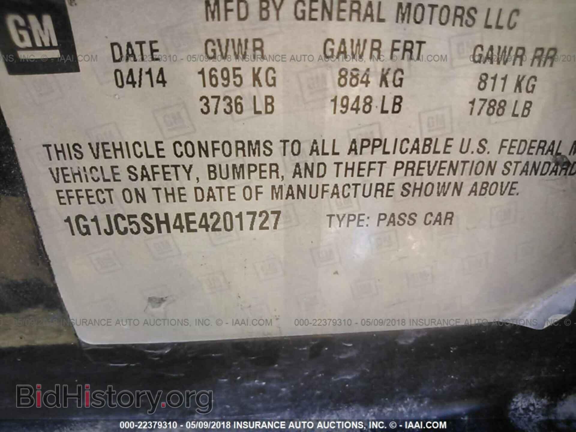 2014 Chevrolet Sonic - VIN: 1G1JC5SH4E4201727 - Photo 9