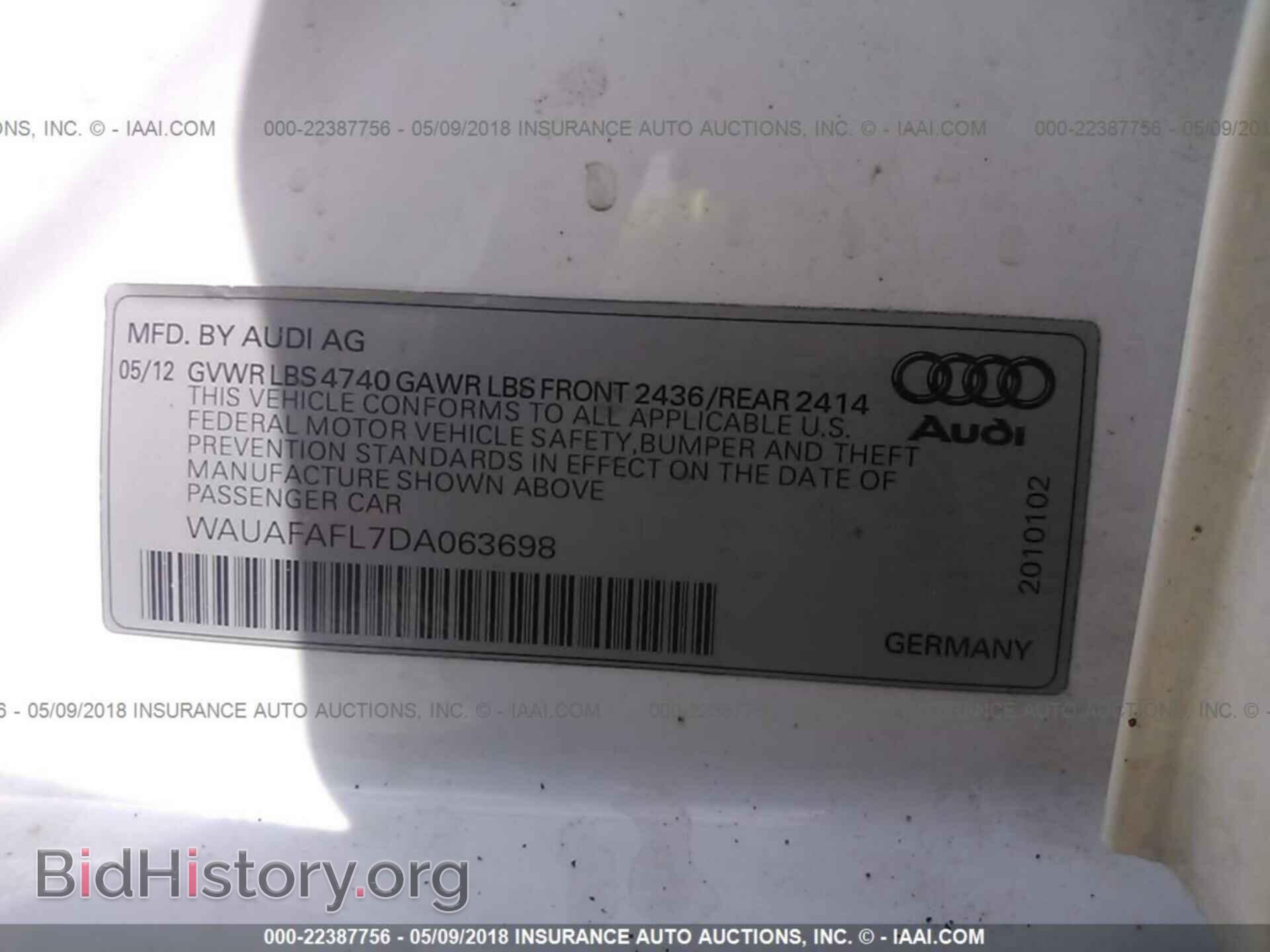 2013 Audi A4 - VIN: WAUAFAFL7DA063698 - Фото 9