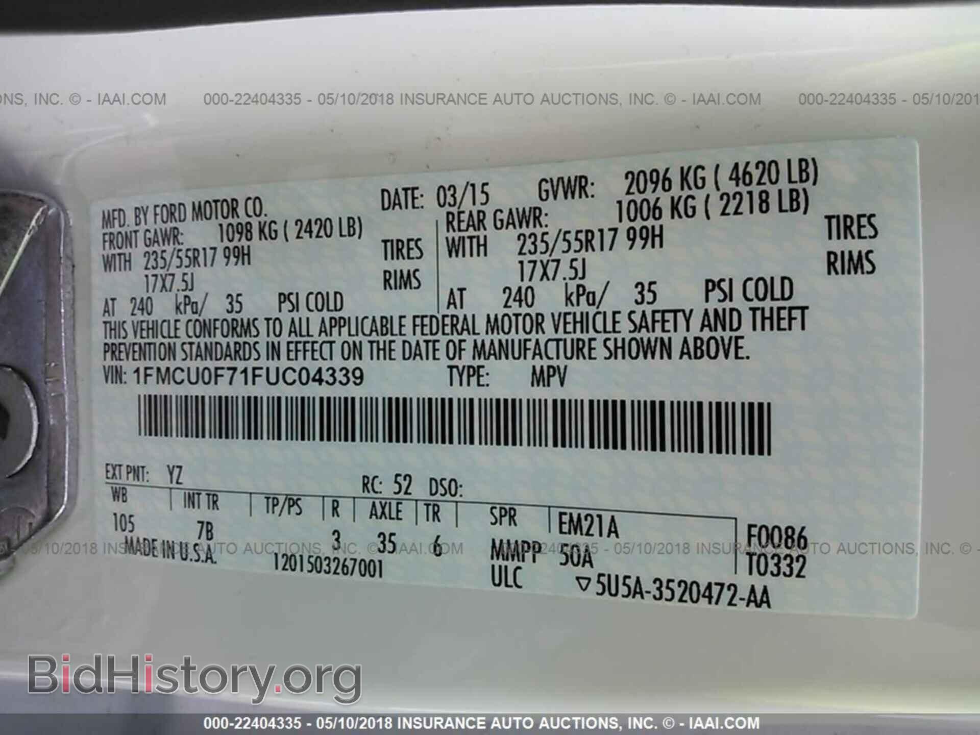 2015 Ford Escape - VIN: 1FMCU0F71FUC04339 - Photo 9