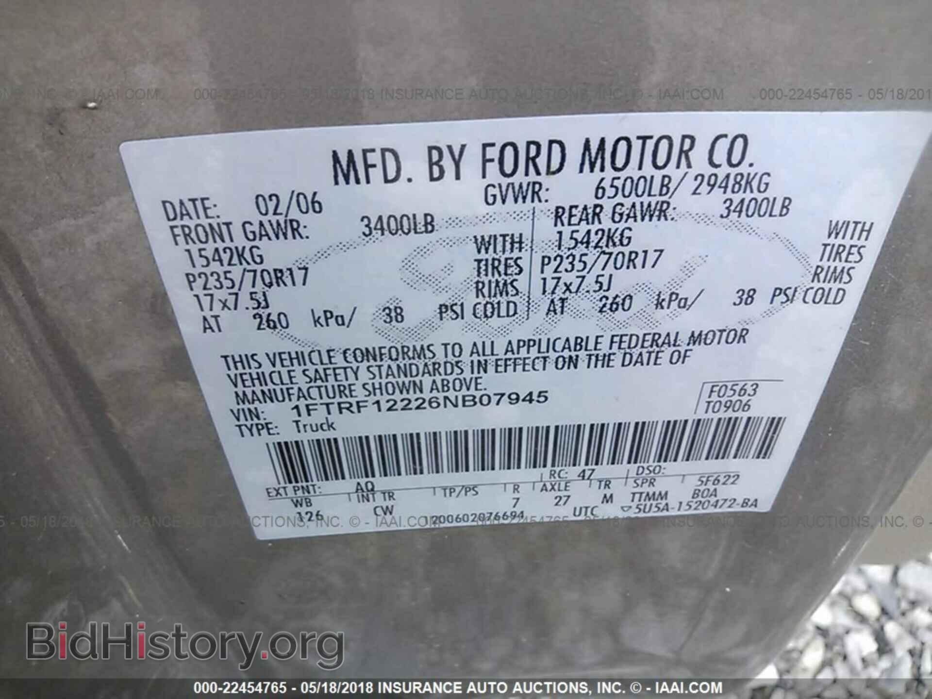 2006 FORD F150 - VIN: 1FTRF12226NB07945 - Фото 9