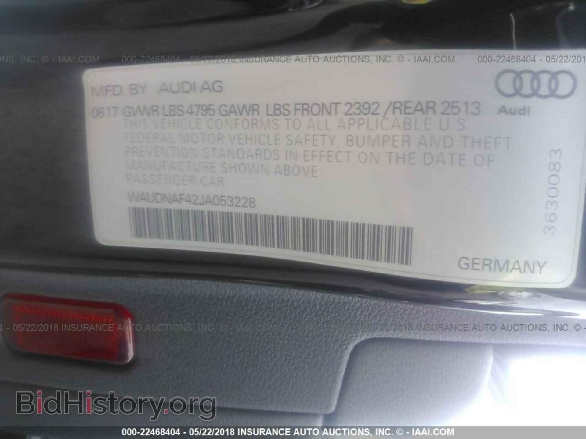 2018 Audi A4 - VIN: WAUDNAF42JA053228 - Фото 9